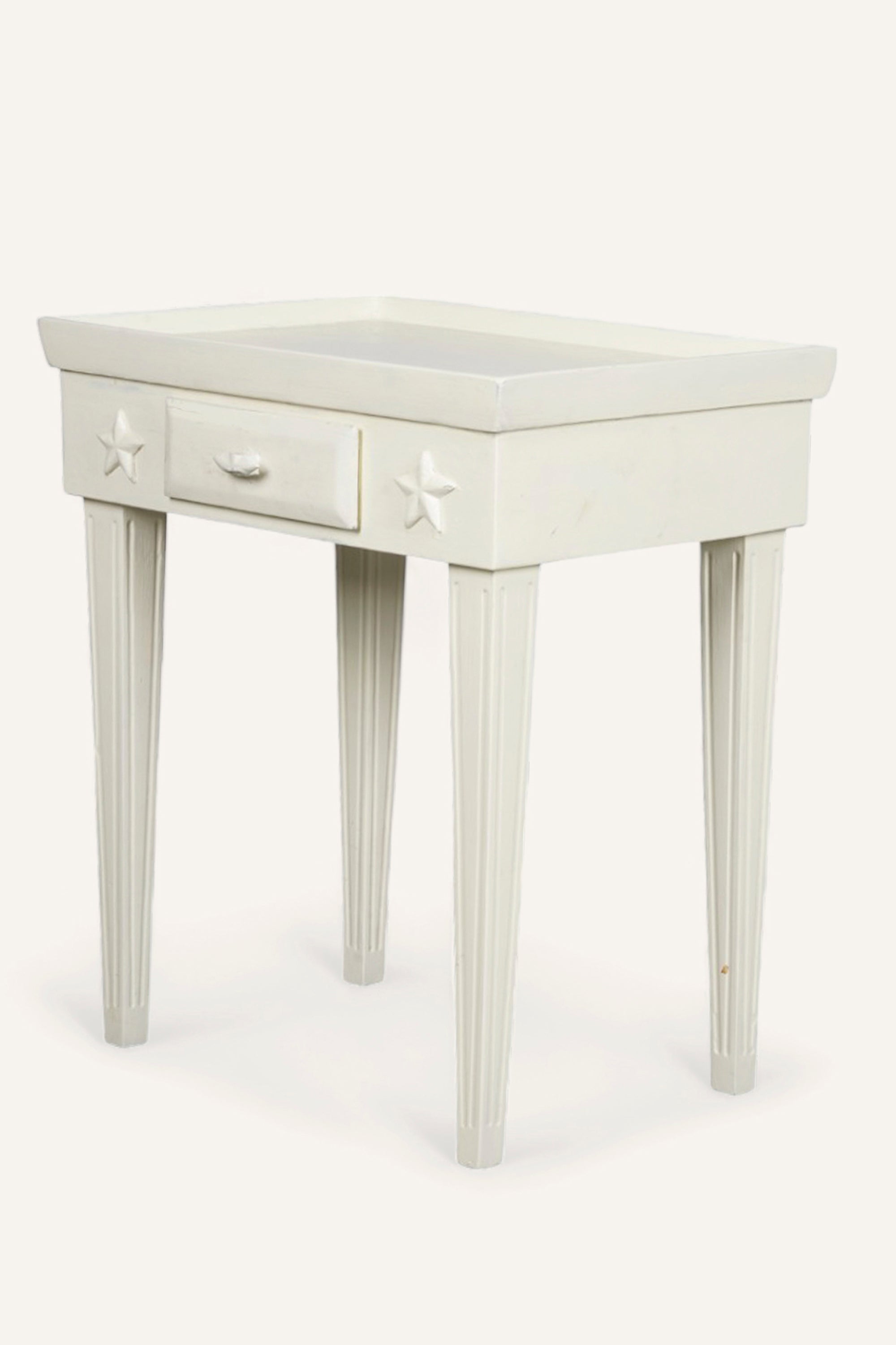 White wooden side table