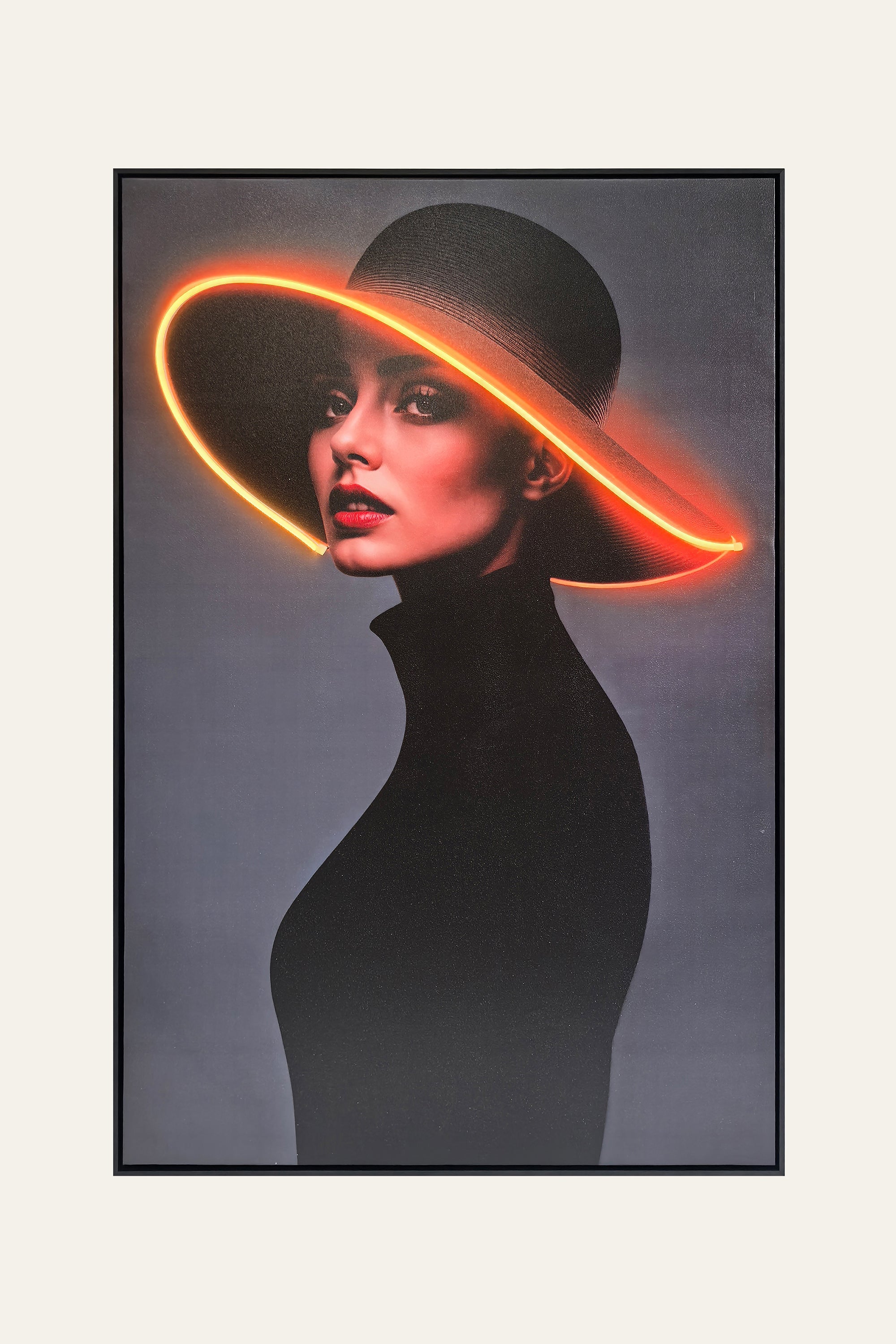 Woman in Black LED Painting