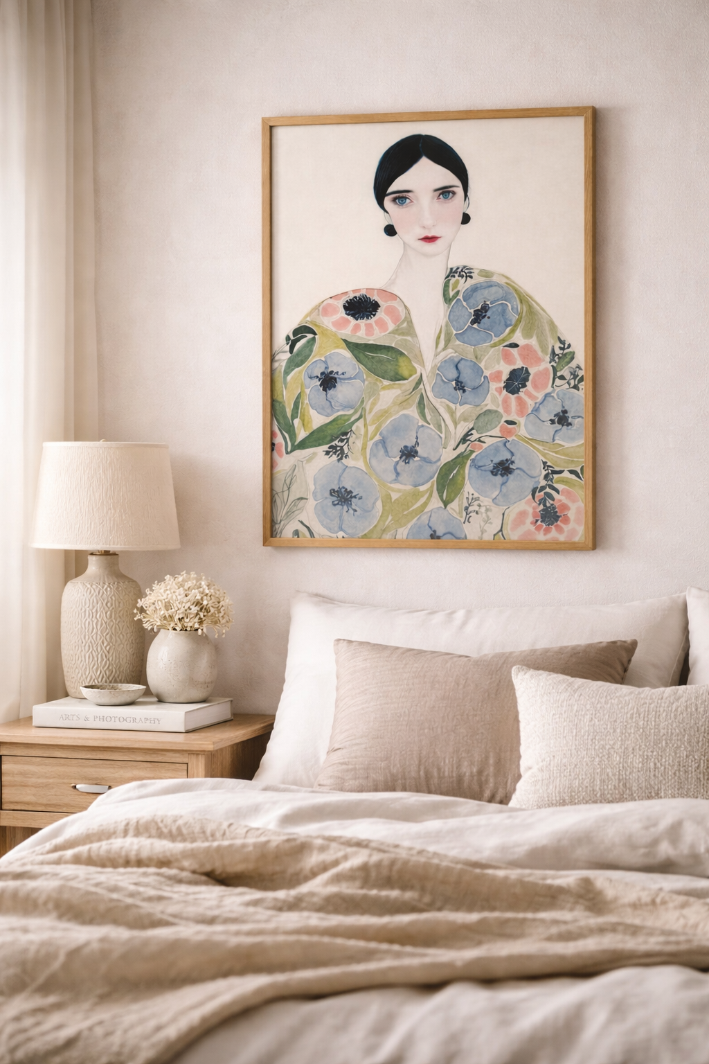 Woman in Bloom Portrait floral canvas wall art