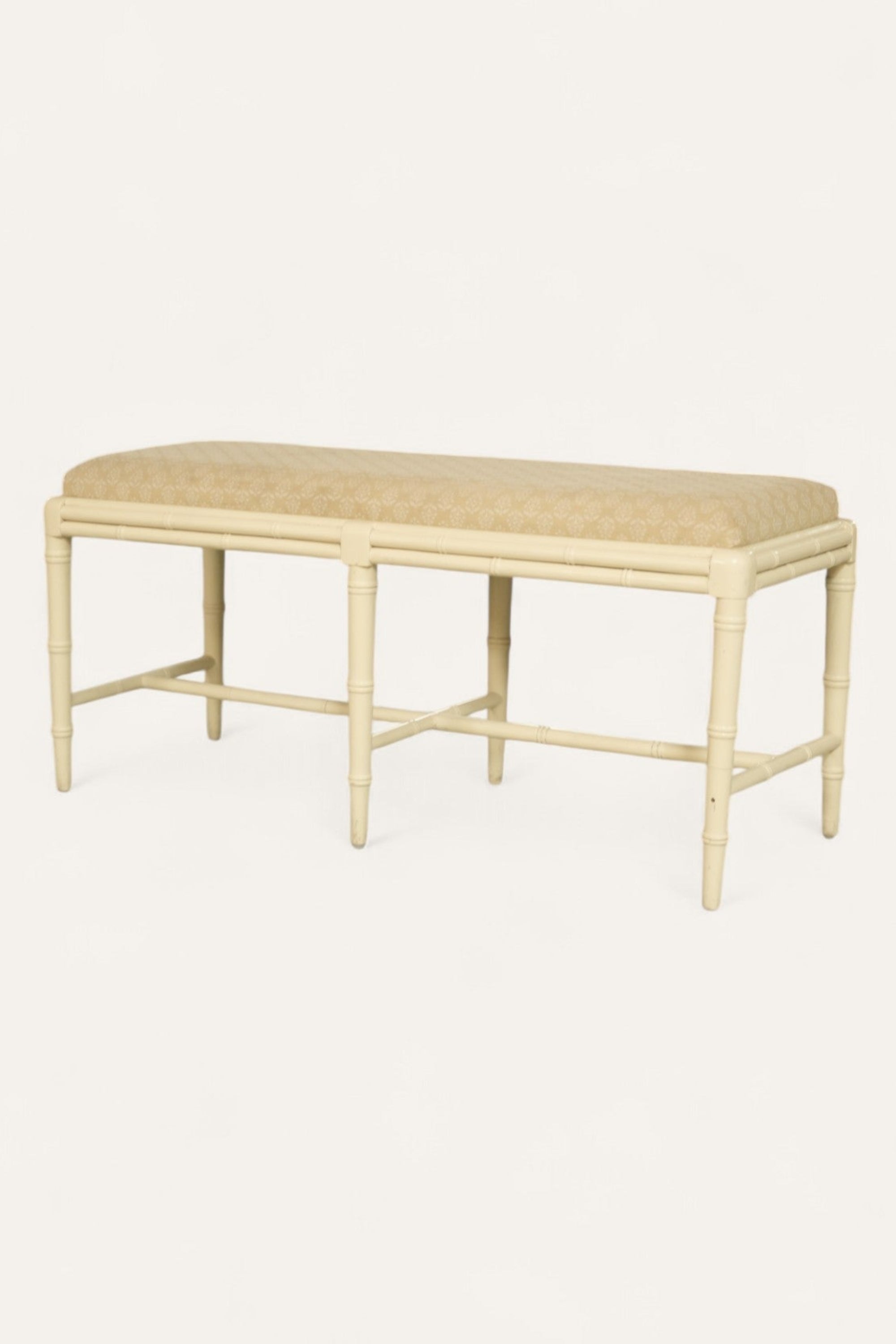 Wooden Bench with Linen Upholstered