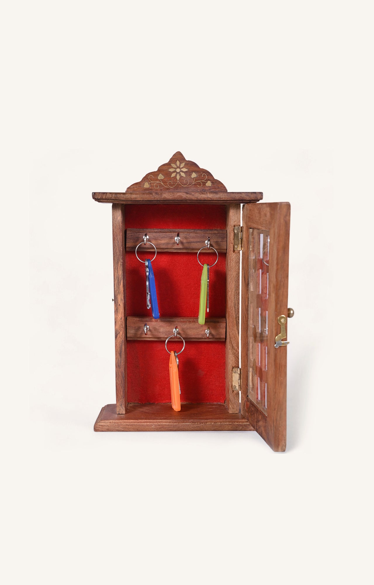 Wooden Key Holder with Panel Door_4