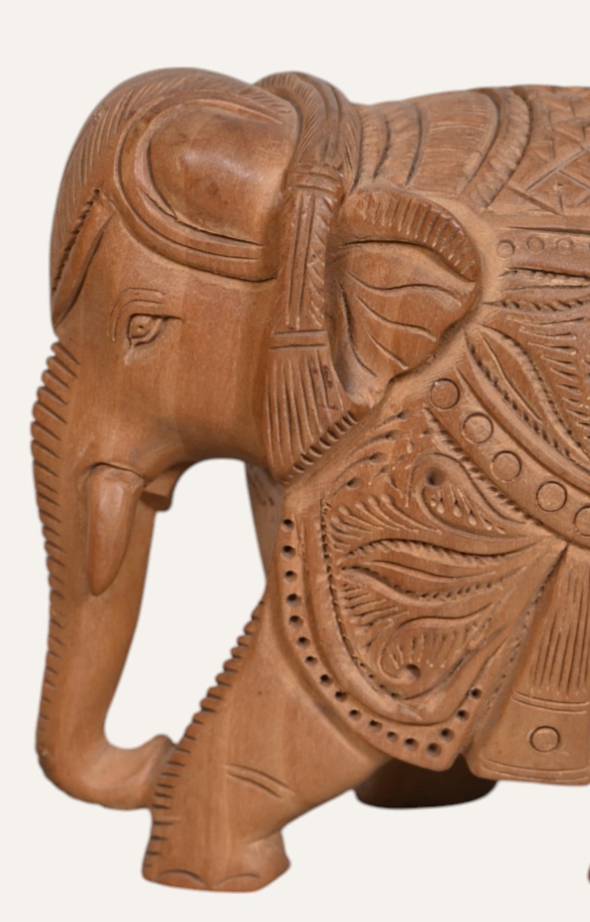 Wooden elephant figurine for office desk