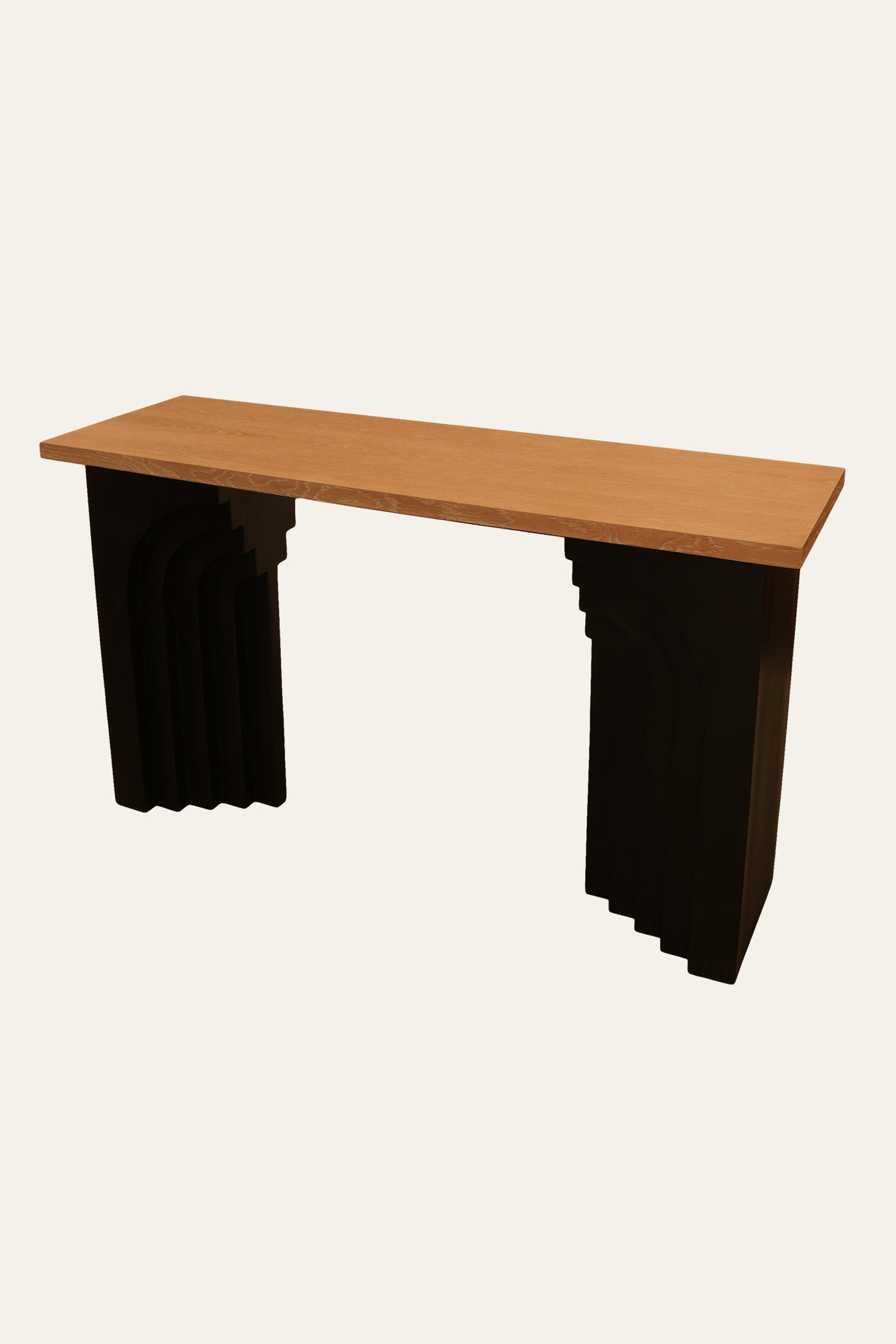 Two-tone Wooden Console Table with Black Base