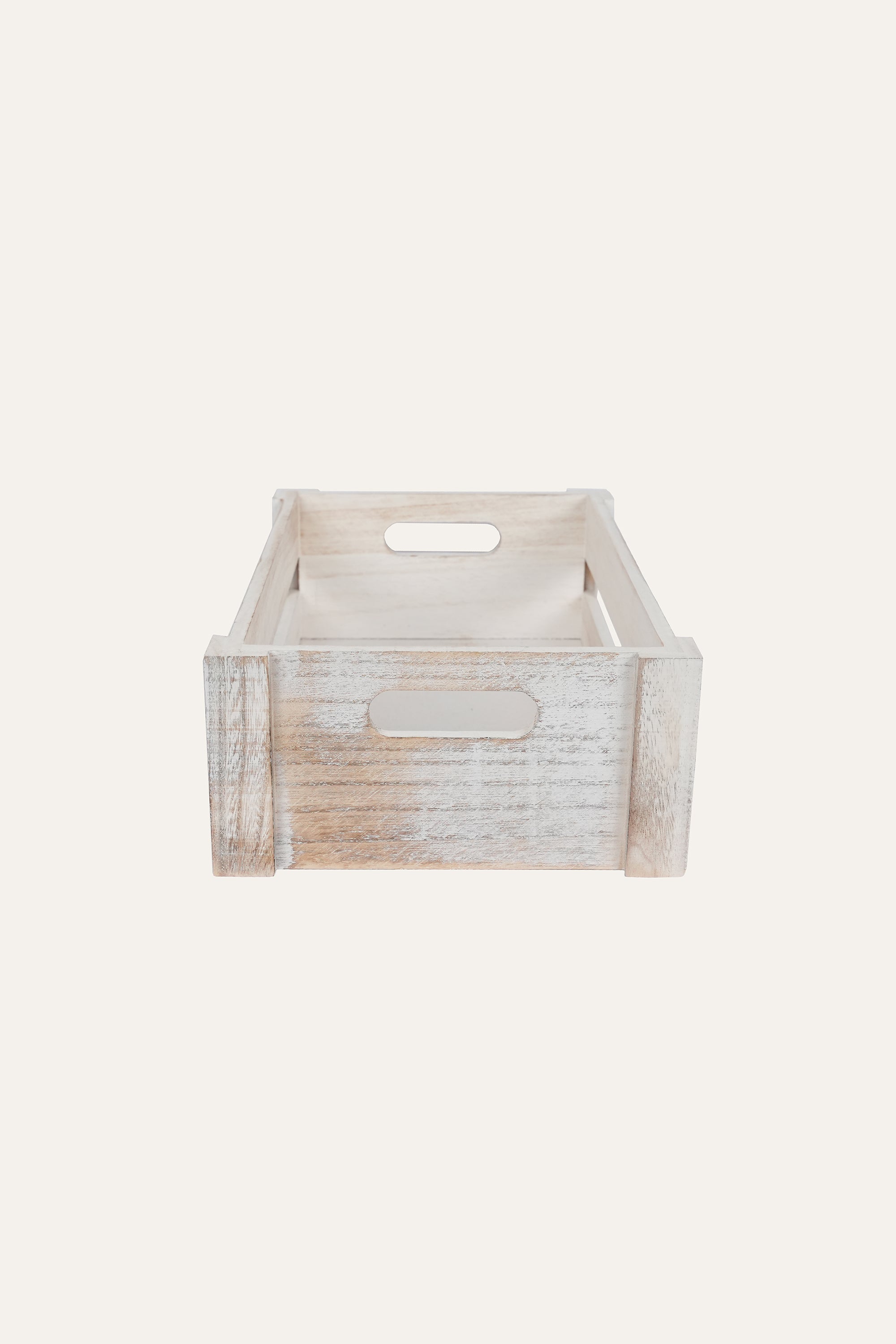 Wooden storage crate for kitchen essentials and plants