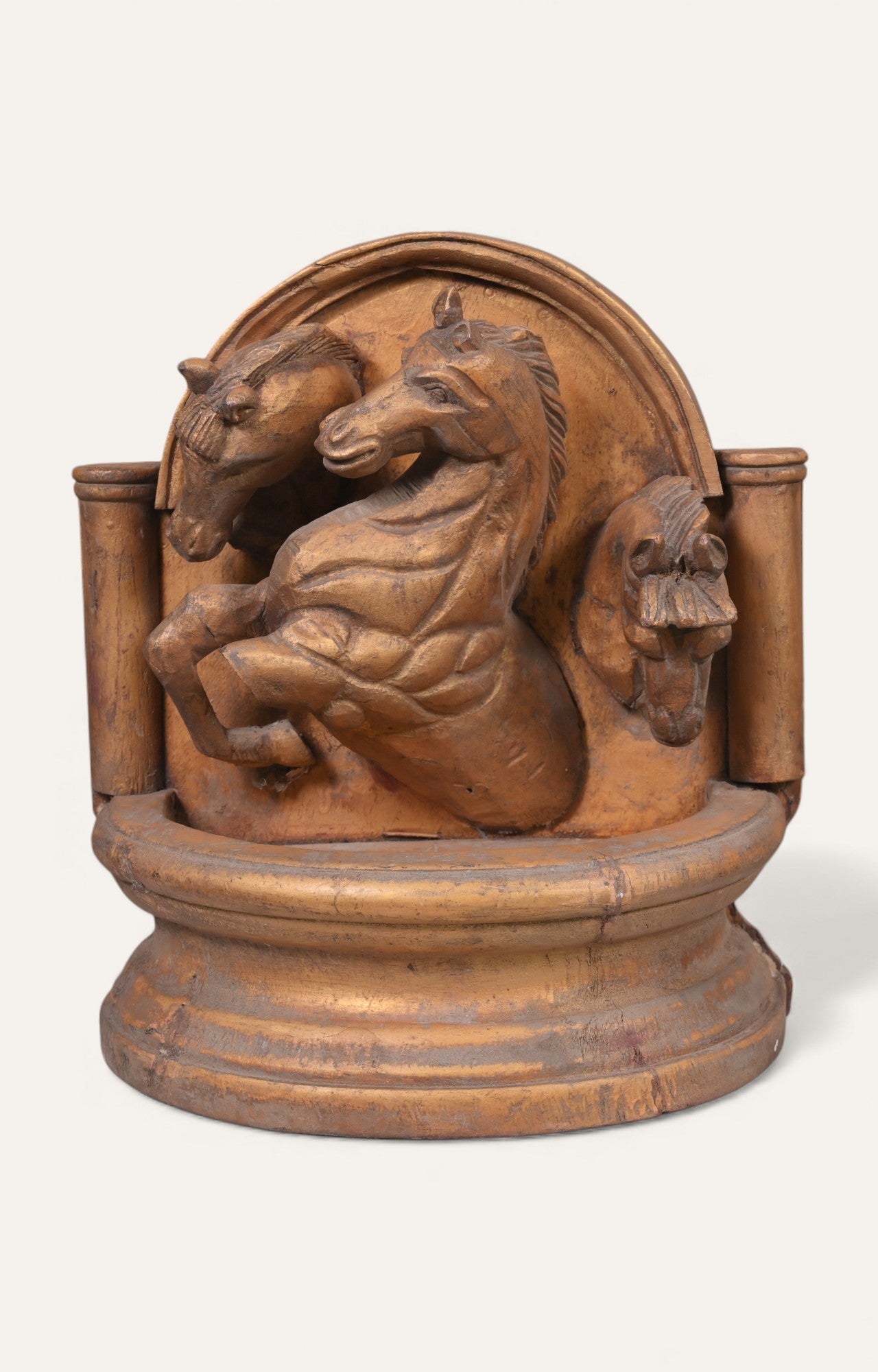 Equestrian Wall Fountain Panel in Aged Teak