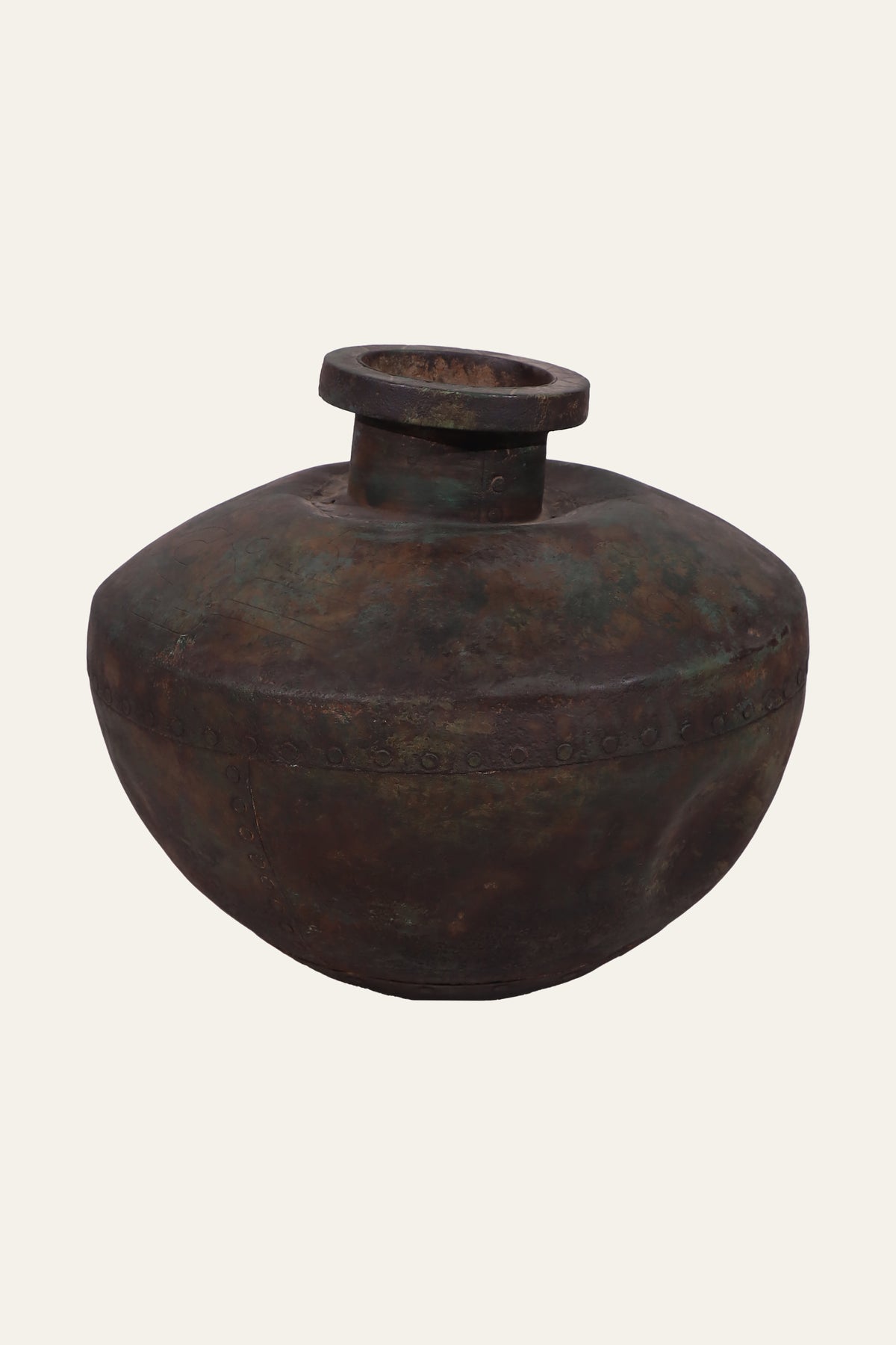 antique Indian hand forged metal pot