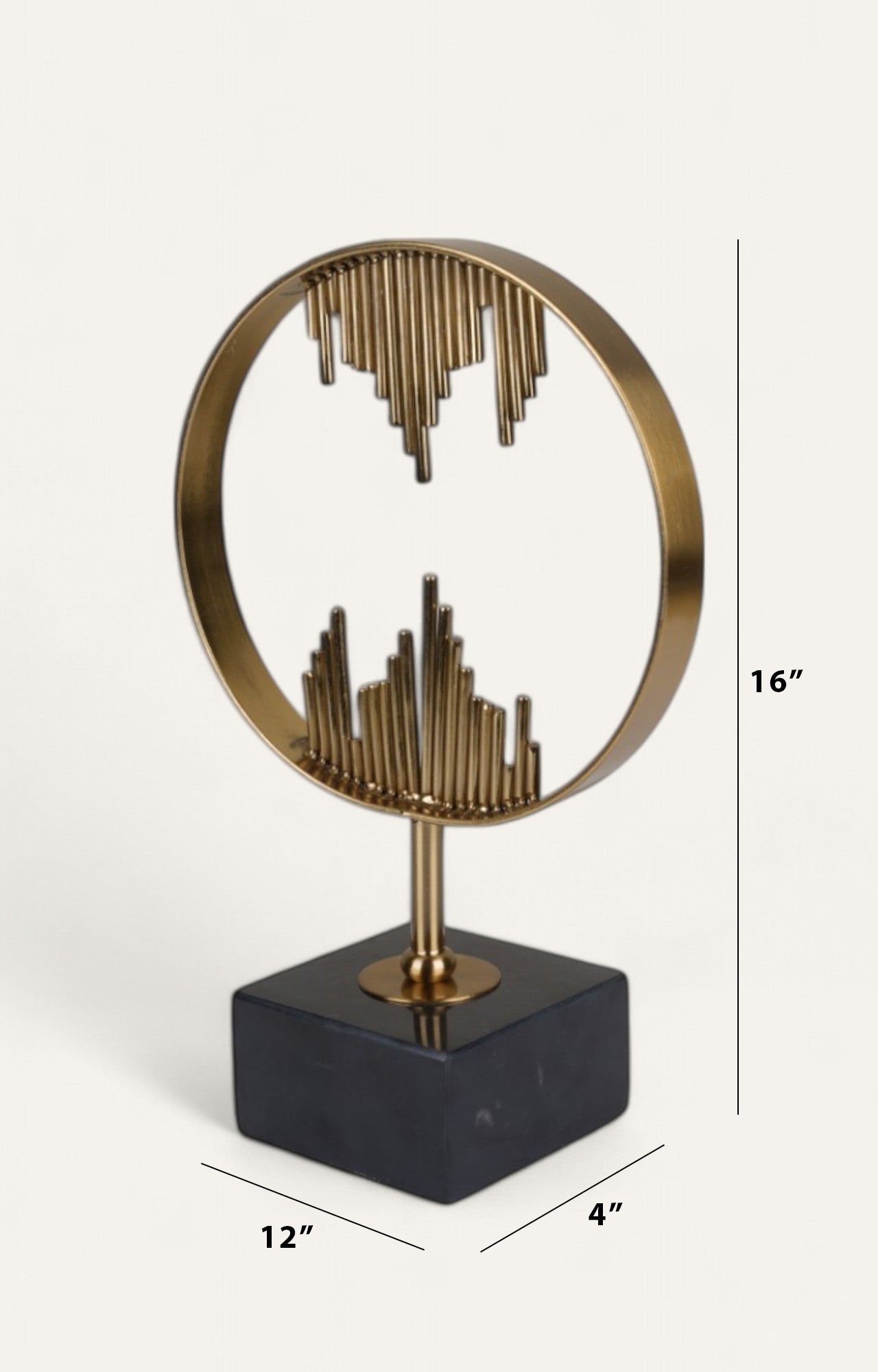 Contemporary Golden Wave Circle Sculpture - Set of 2