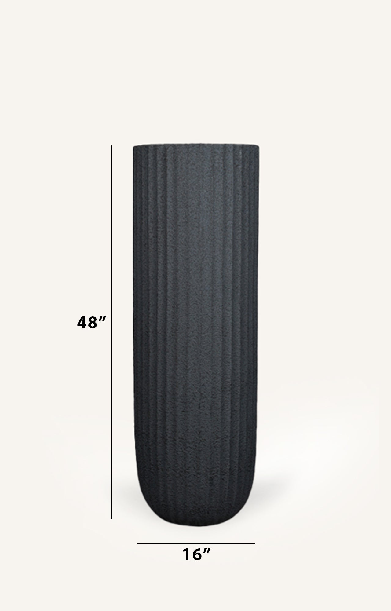 Charcoal Ribbed Resin Planter - Big