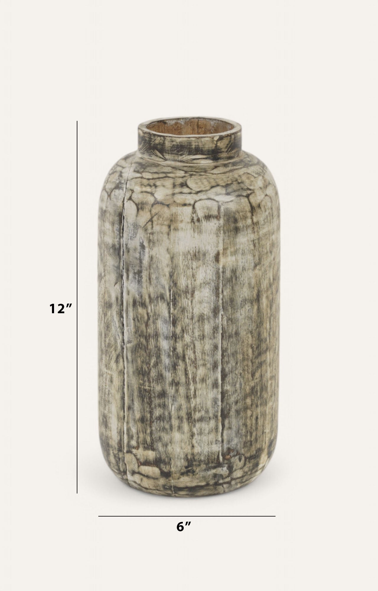 Distressed Wooden Vase Set of 2