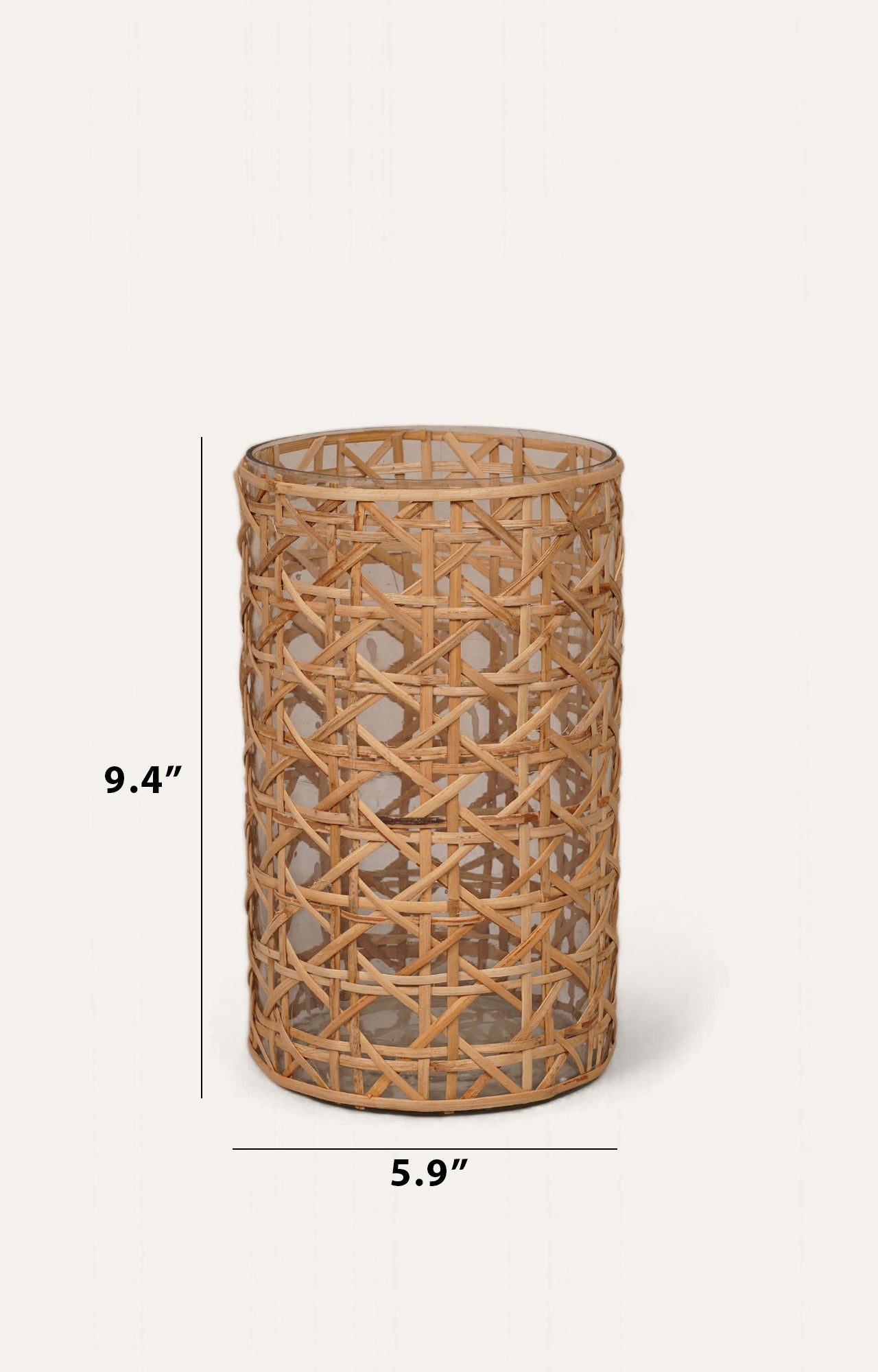 Glass Cane Weave Candle Holder Big
