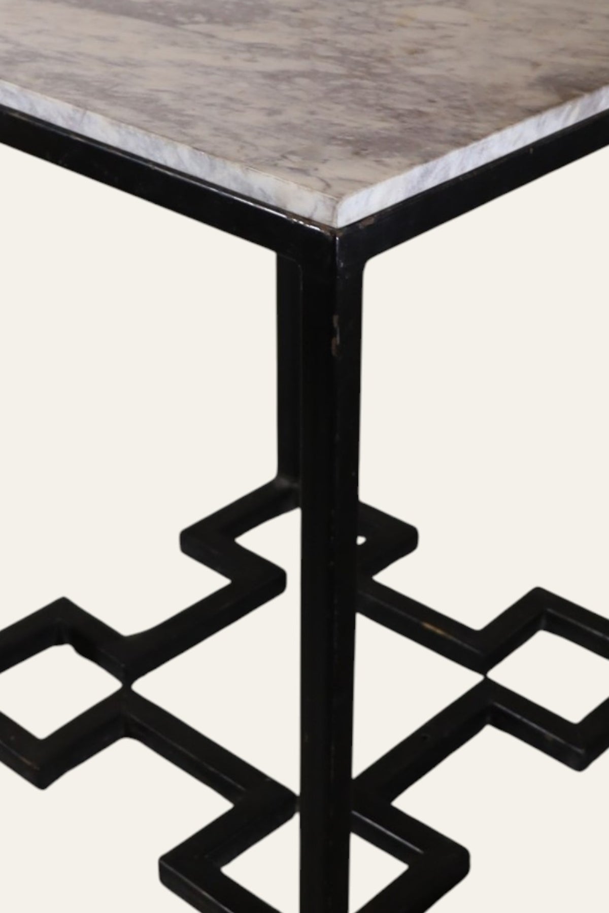 black metal side table with marble top