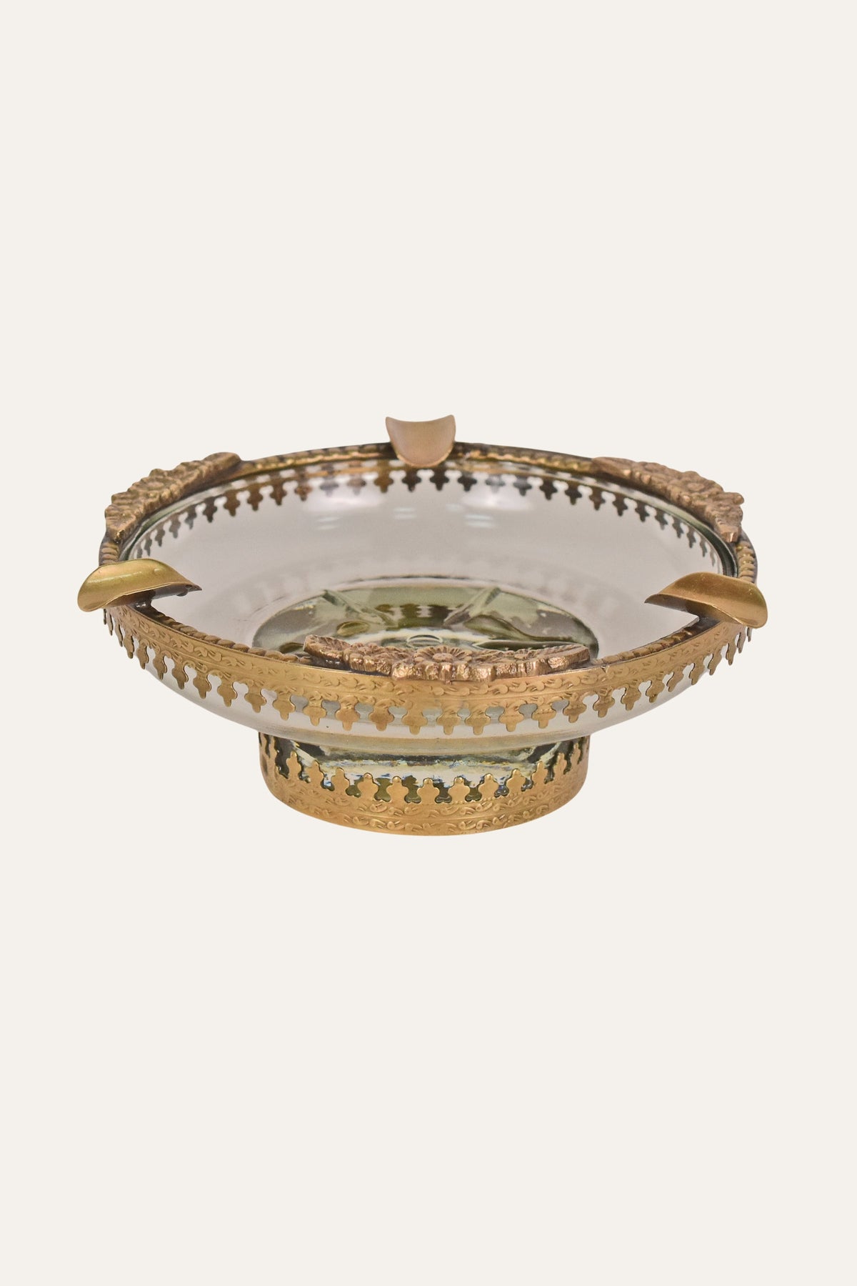 buy antique brass glass ash tray online