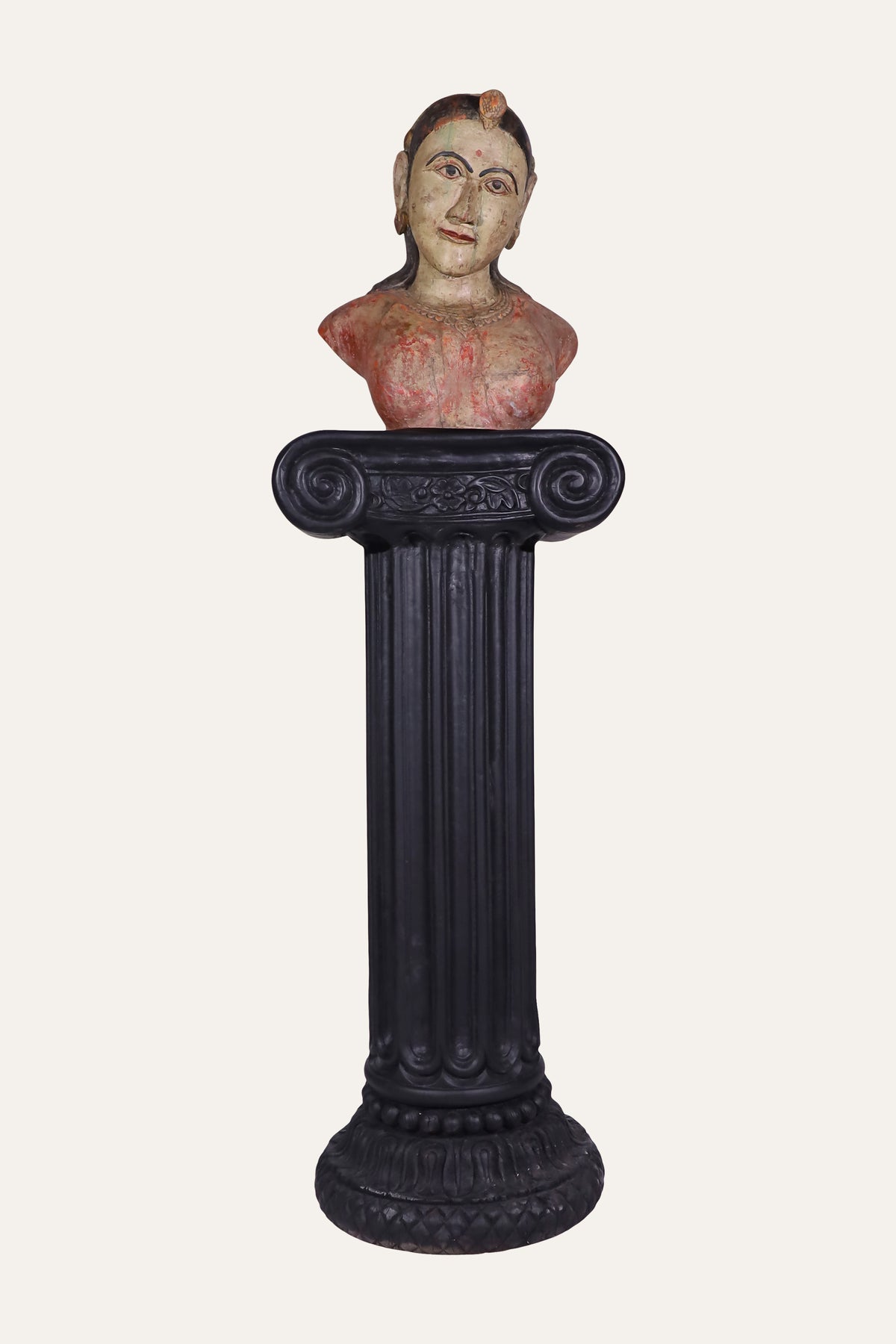 carved Indian female bust sculpture