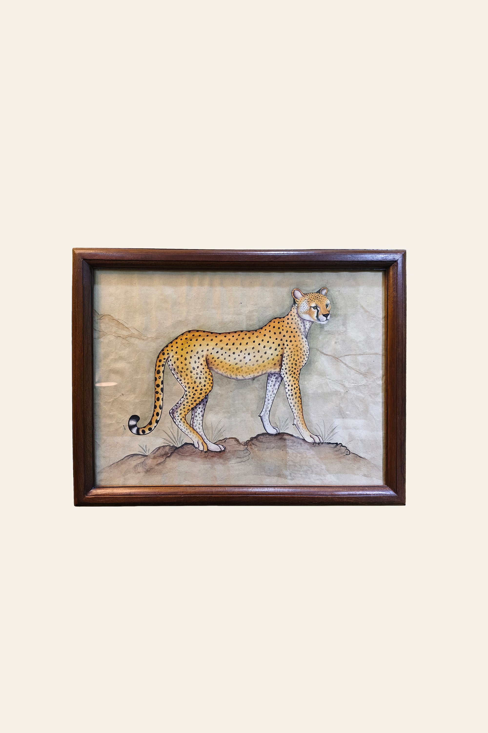 cheetah painting in wooden frame