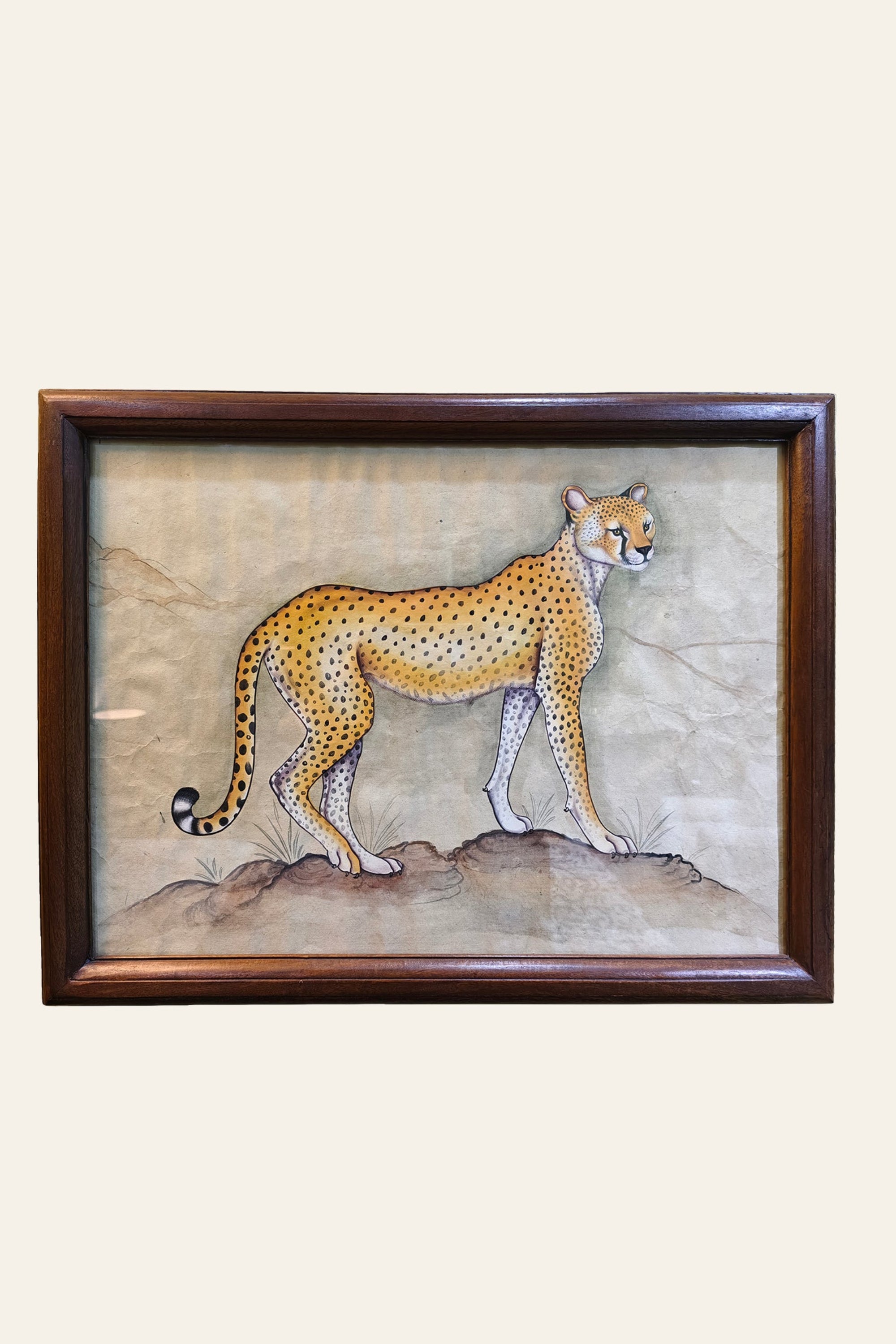 cheetah painting in wooden frame