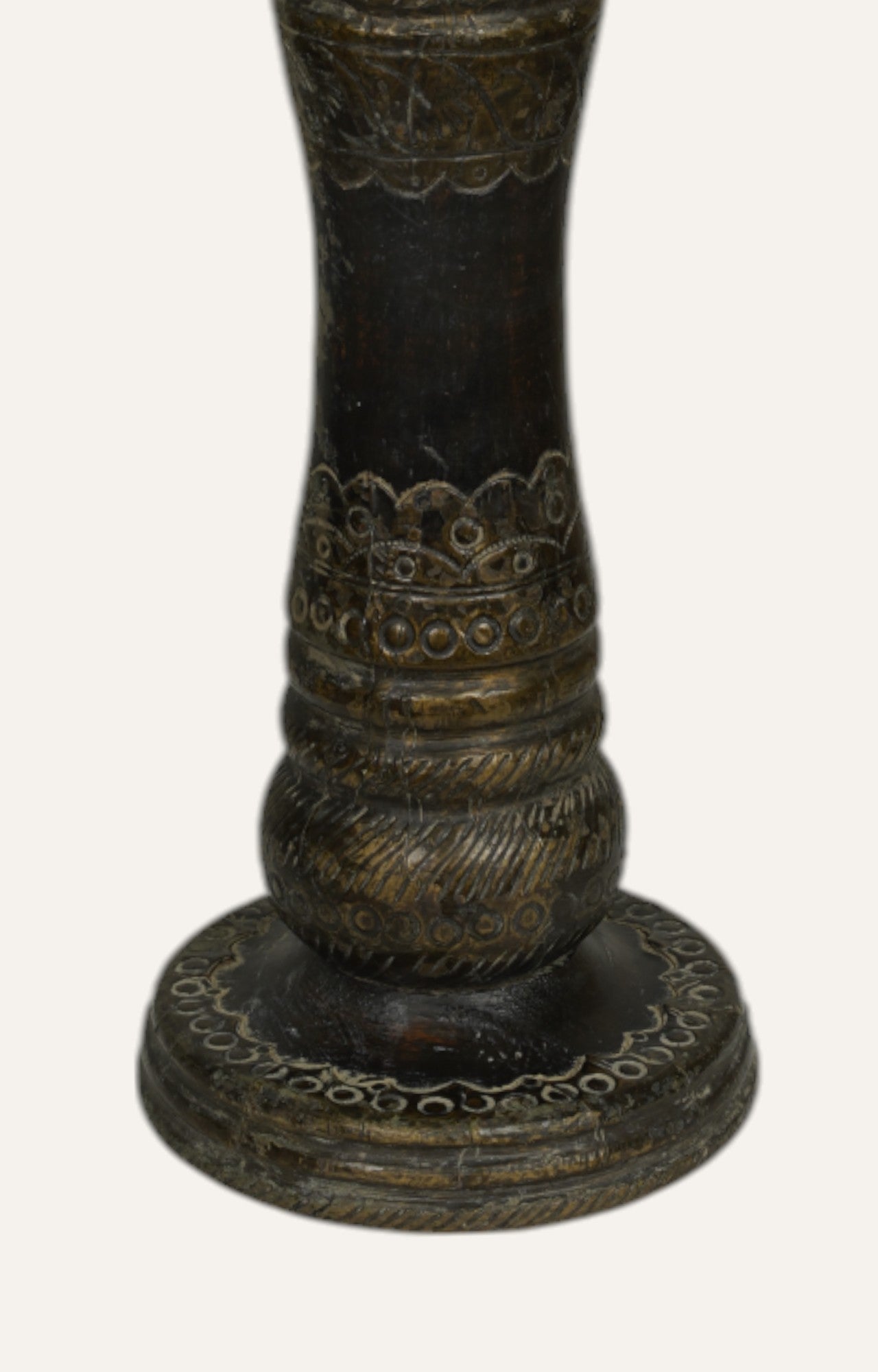 Victorian Wooden and Brass Vintage Candle Stand