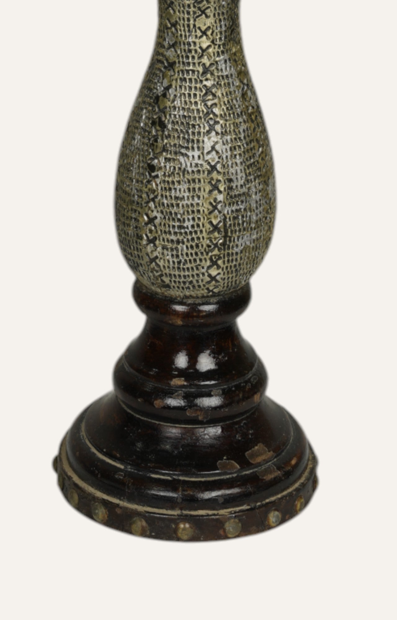 Baroque Wood and Brass Vintage Candle Stand