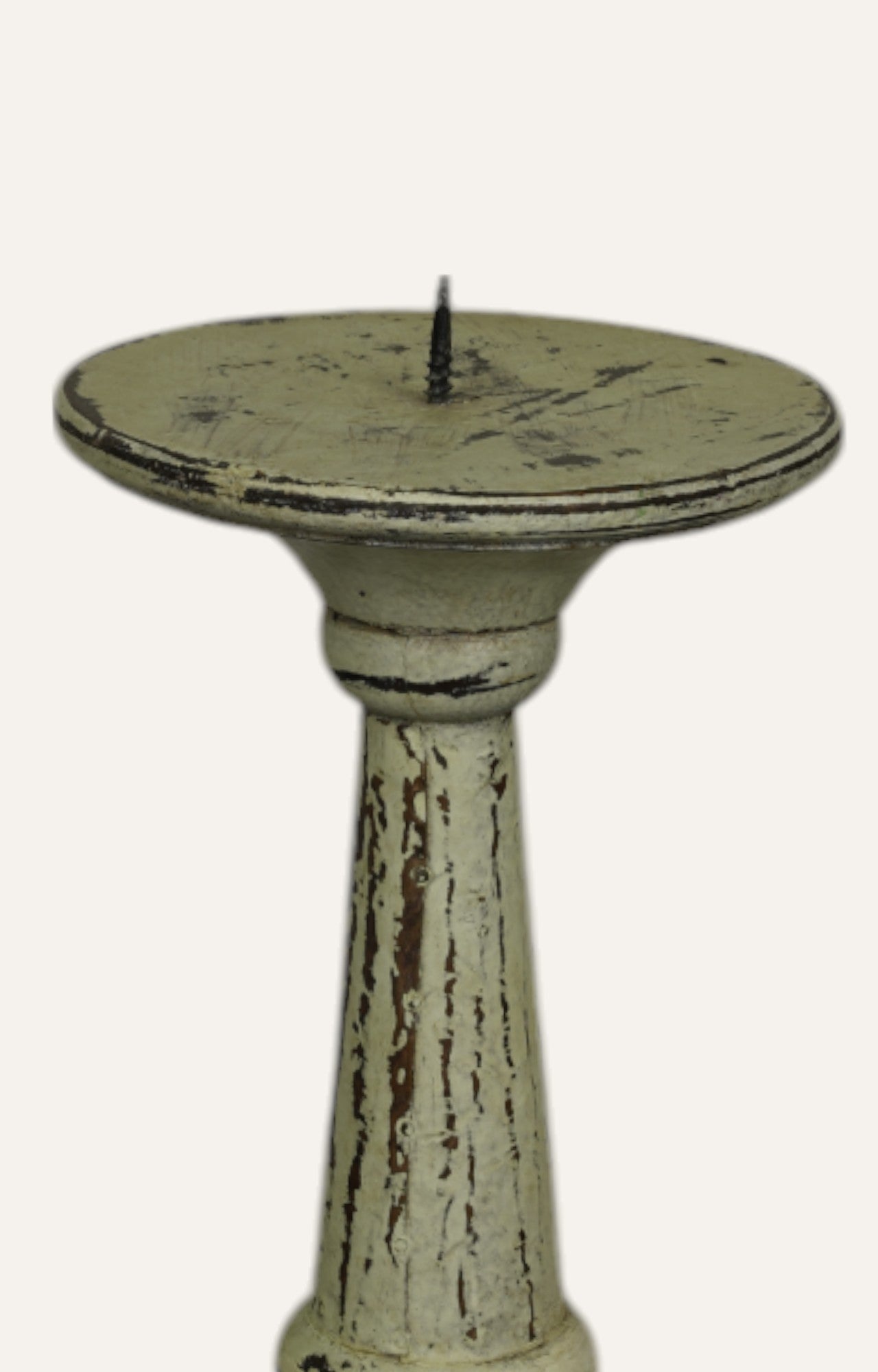 Ivory Natural Wood Finish Vintage Candle Stand