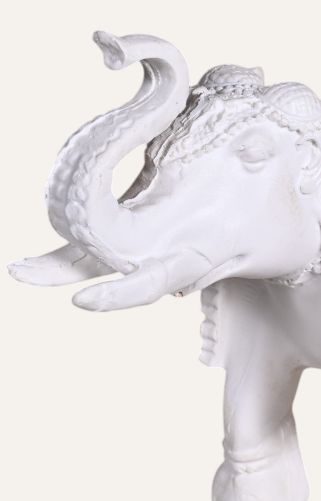 Finely Carved White Resin Elephant Figurine