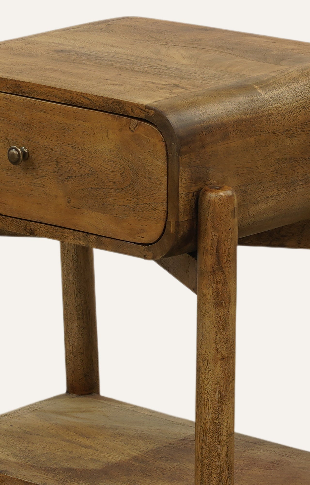 Curvy Oak Bedside Table with Drawer in Natural Finish