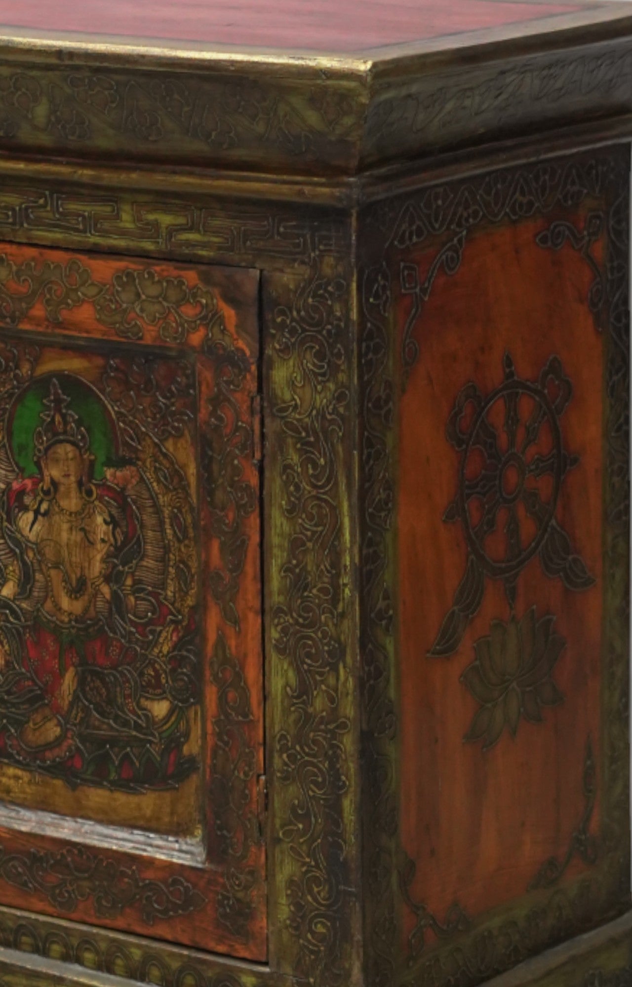 Lord Krishna Hand-Painted Vintage Cabinet