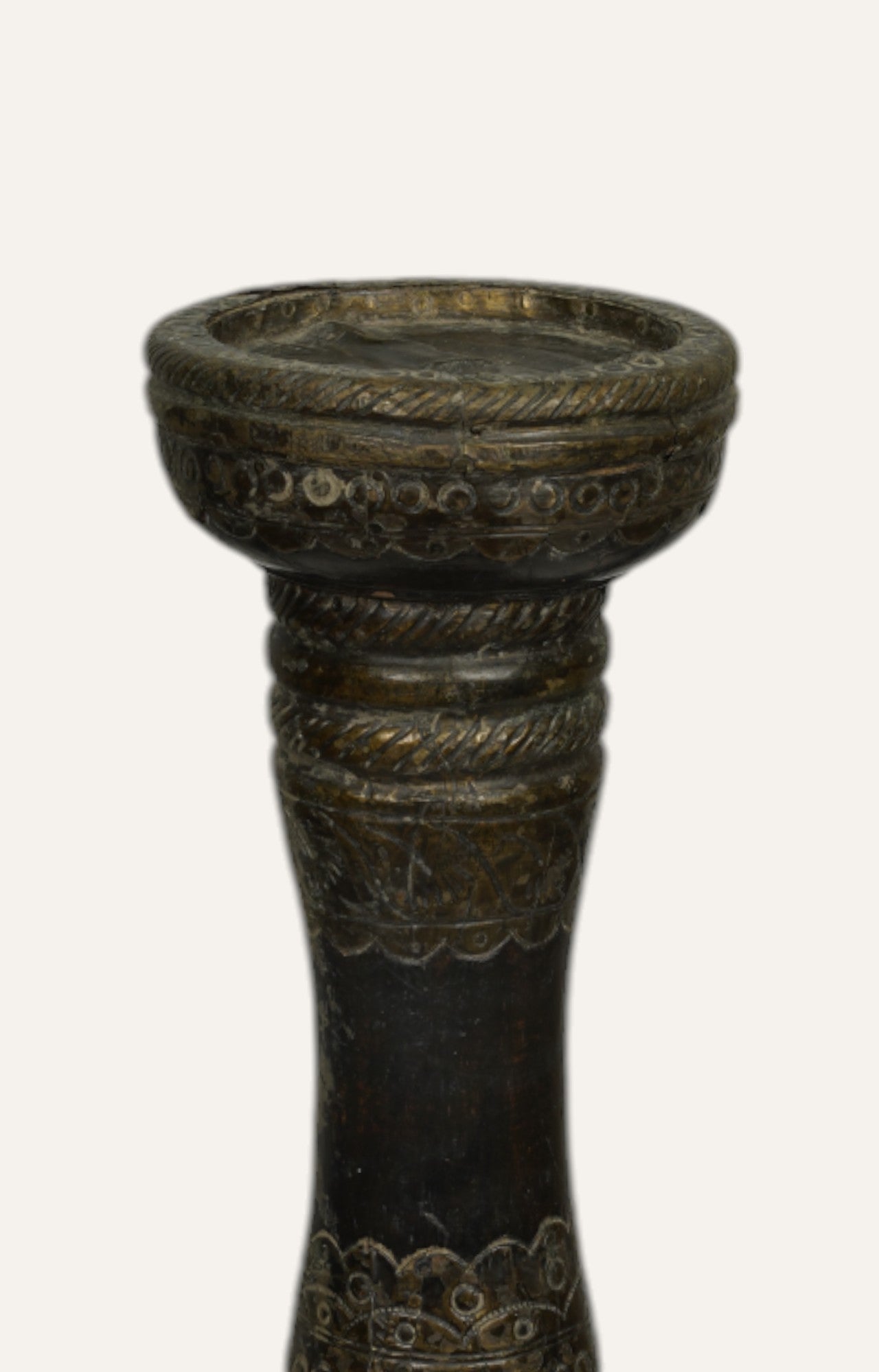 Victorian Wooden and Brass Vintage Candle Stand