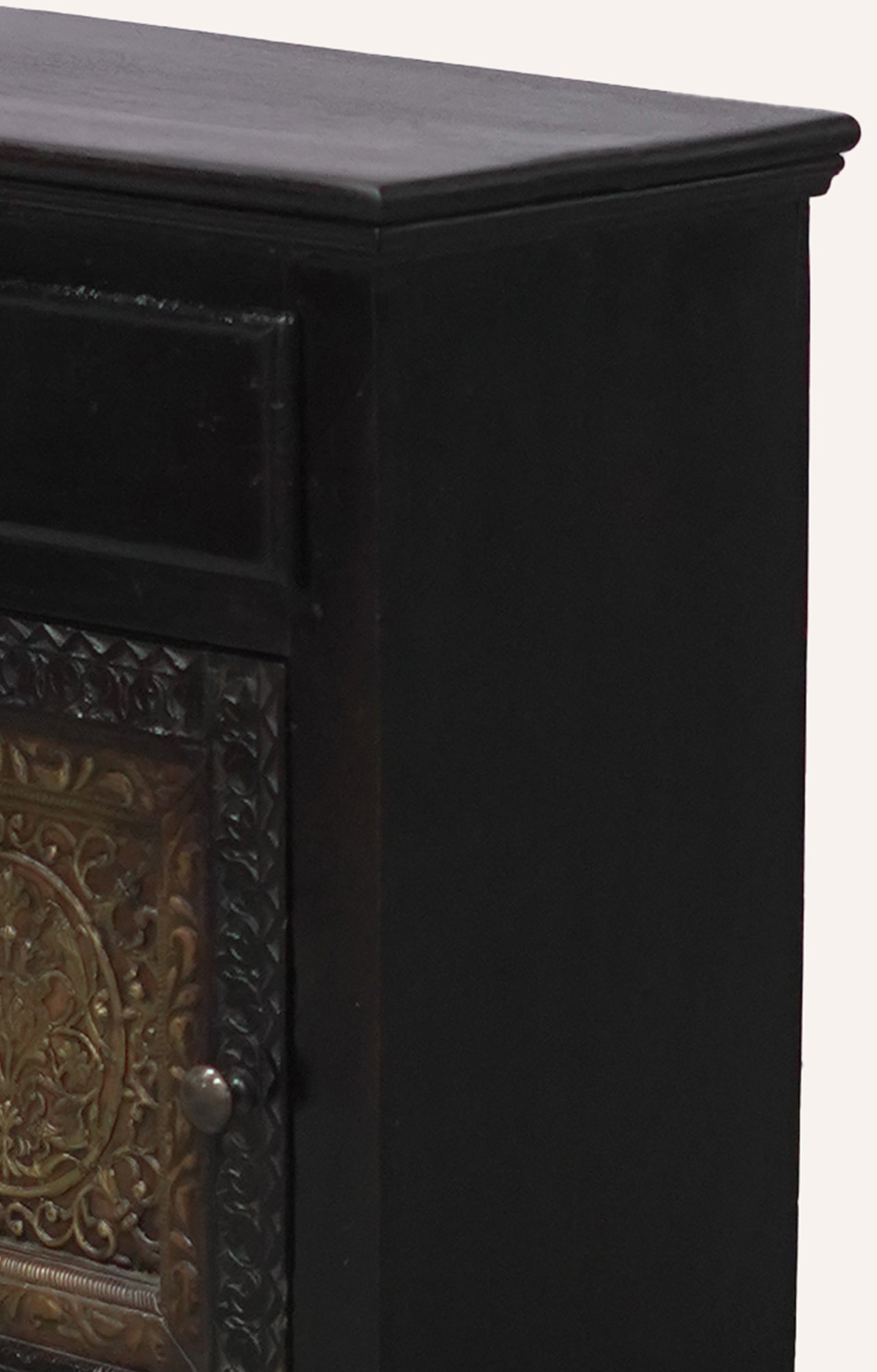 Black Ornate Wooden Nightstand