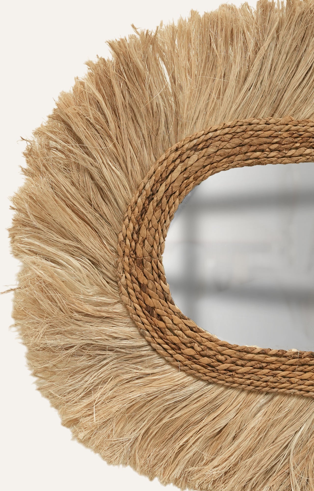 Oval Sea Grass Wall Mirror with Handwoven Frame