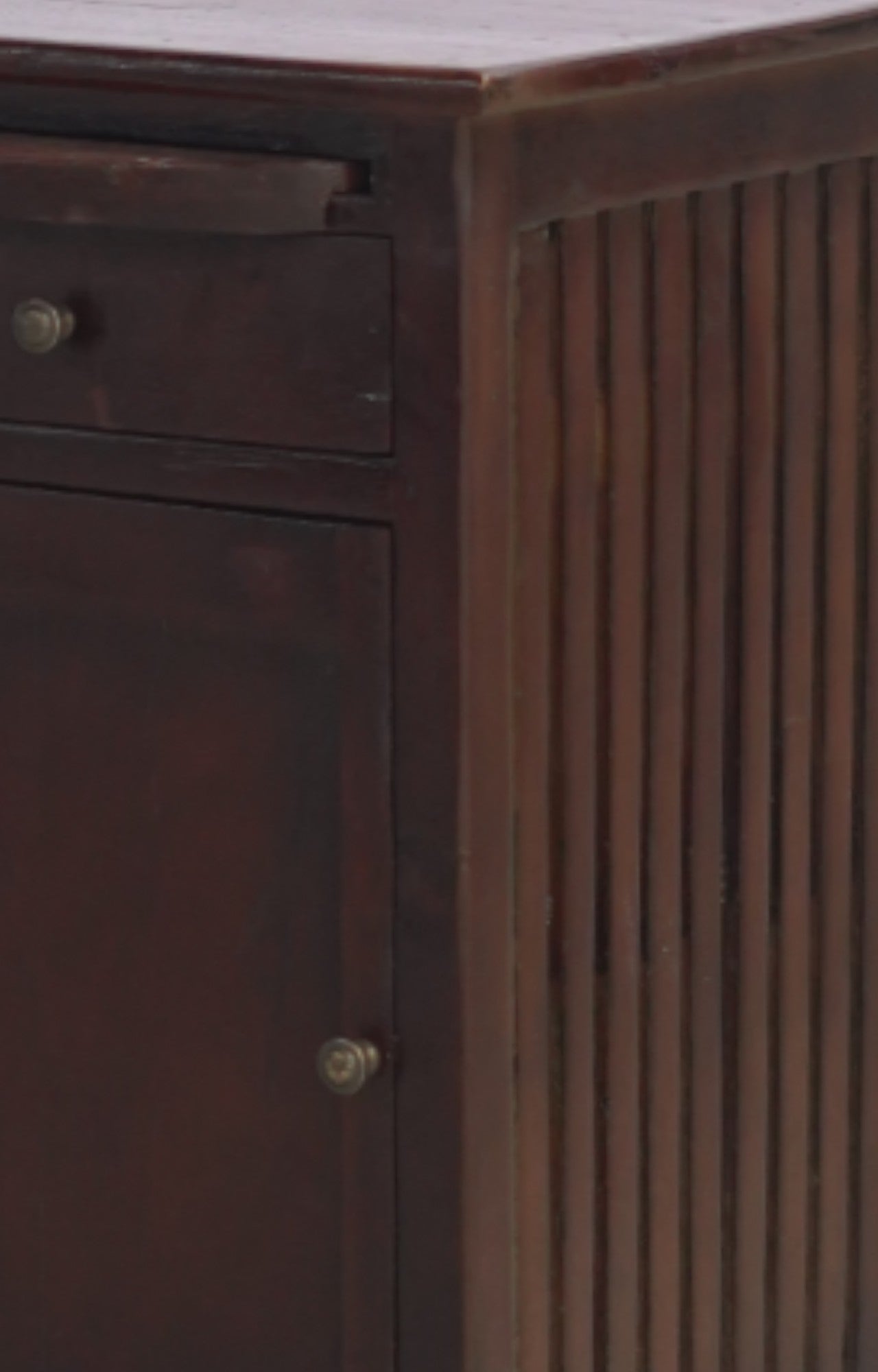 Anette Slatted Walnut Wooden Vintage Side Cabinet