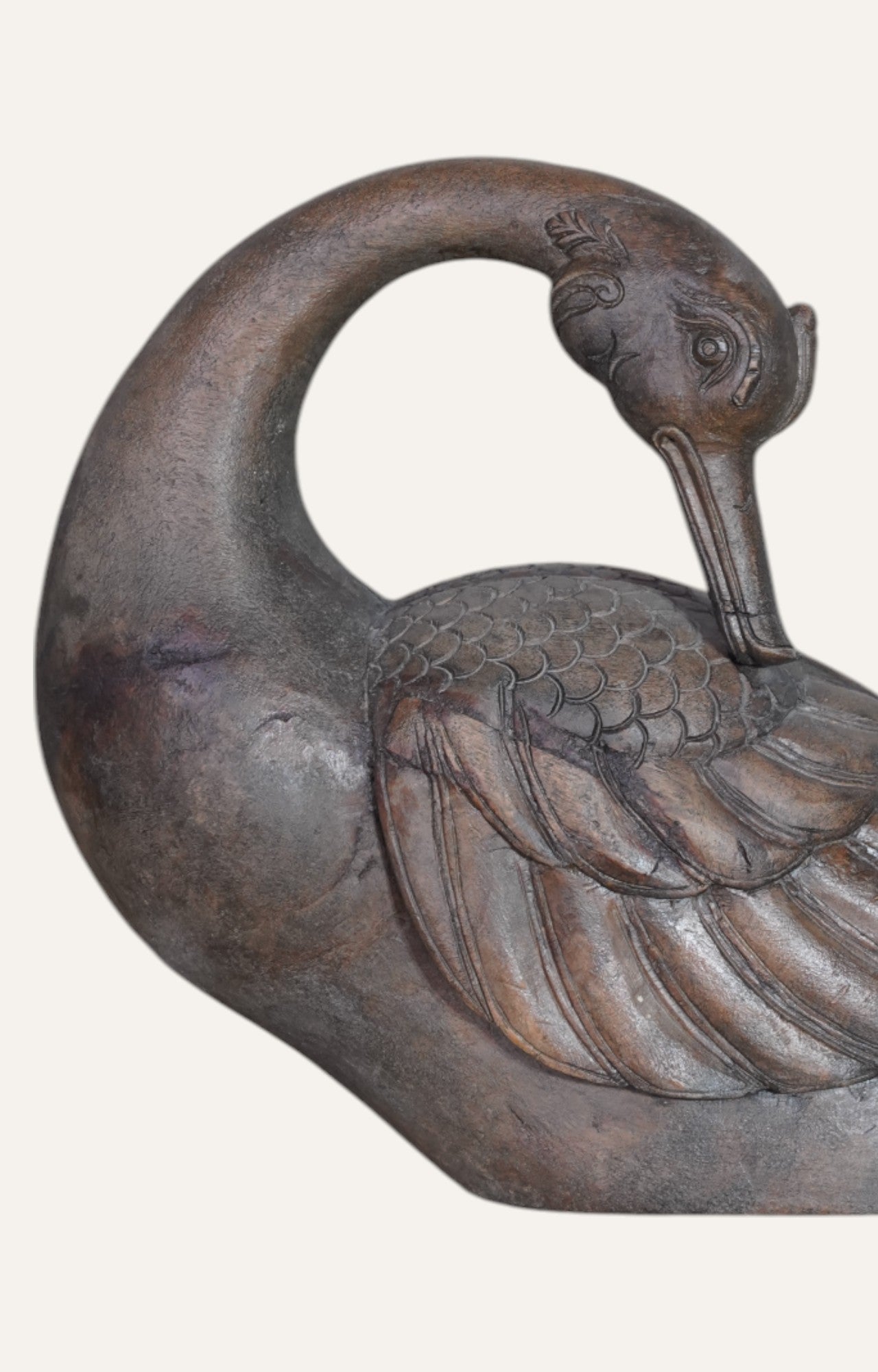 Vintage Hand-Carved Teak Wood Duck Statue