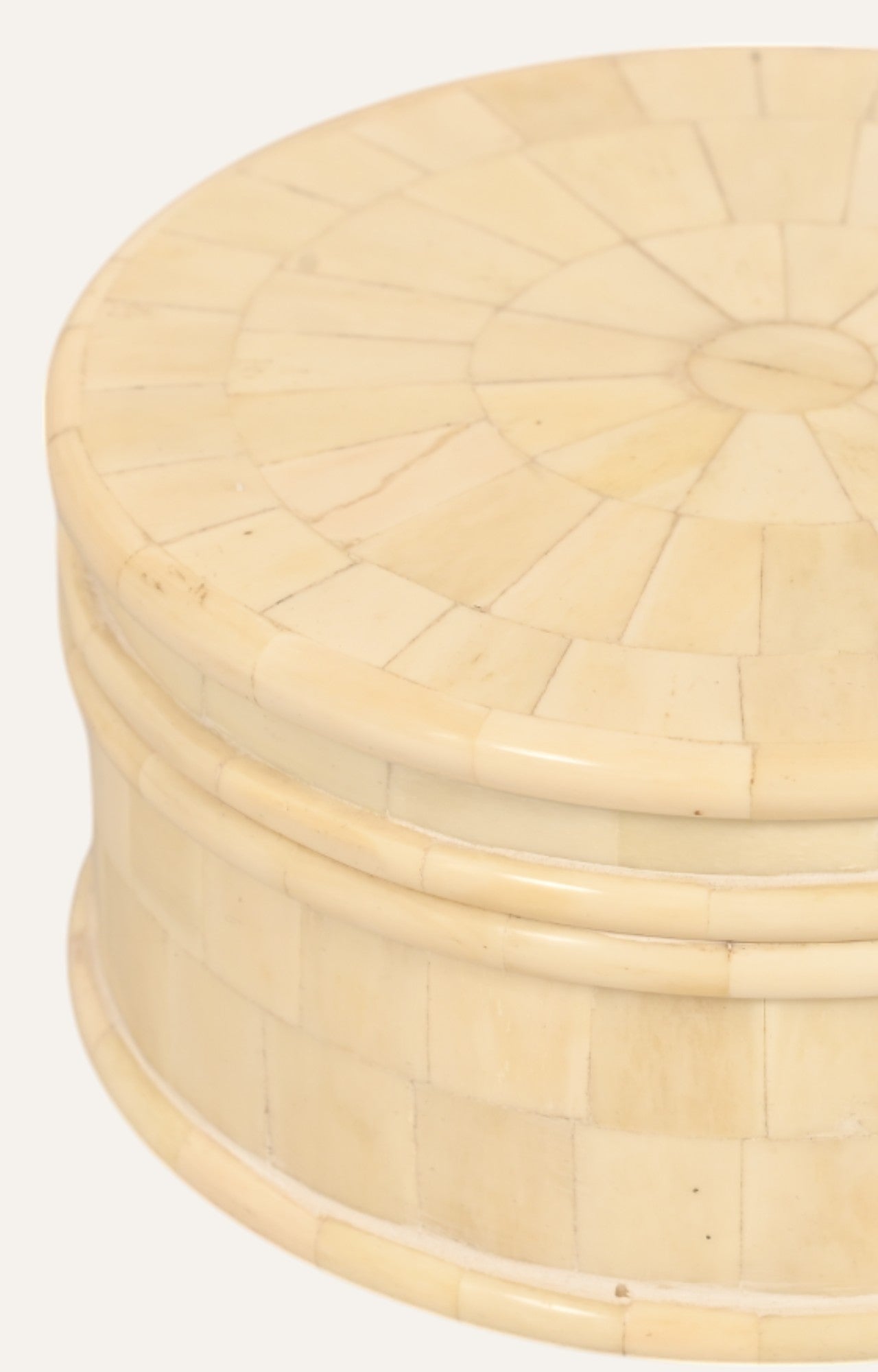 Wide Round Bone Mosaic Lidded Box