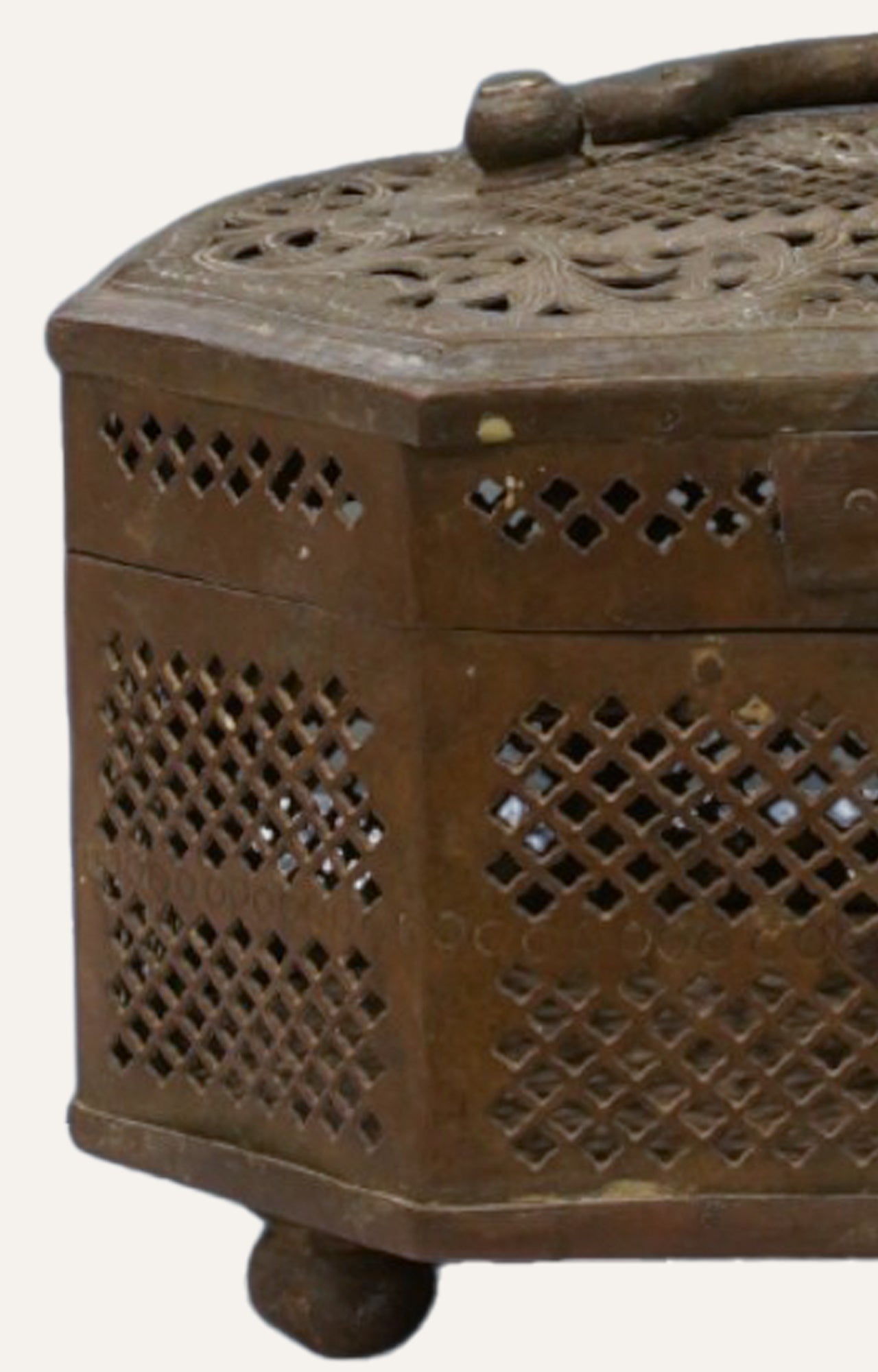 Antique Brass Jewelry and Betel Storage Box Handcrafted Table Accent