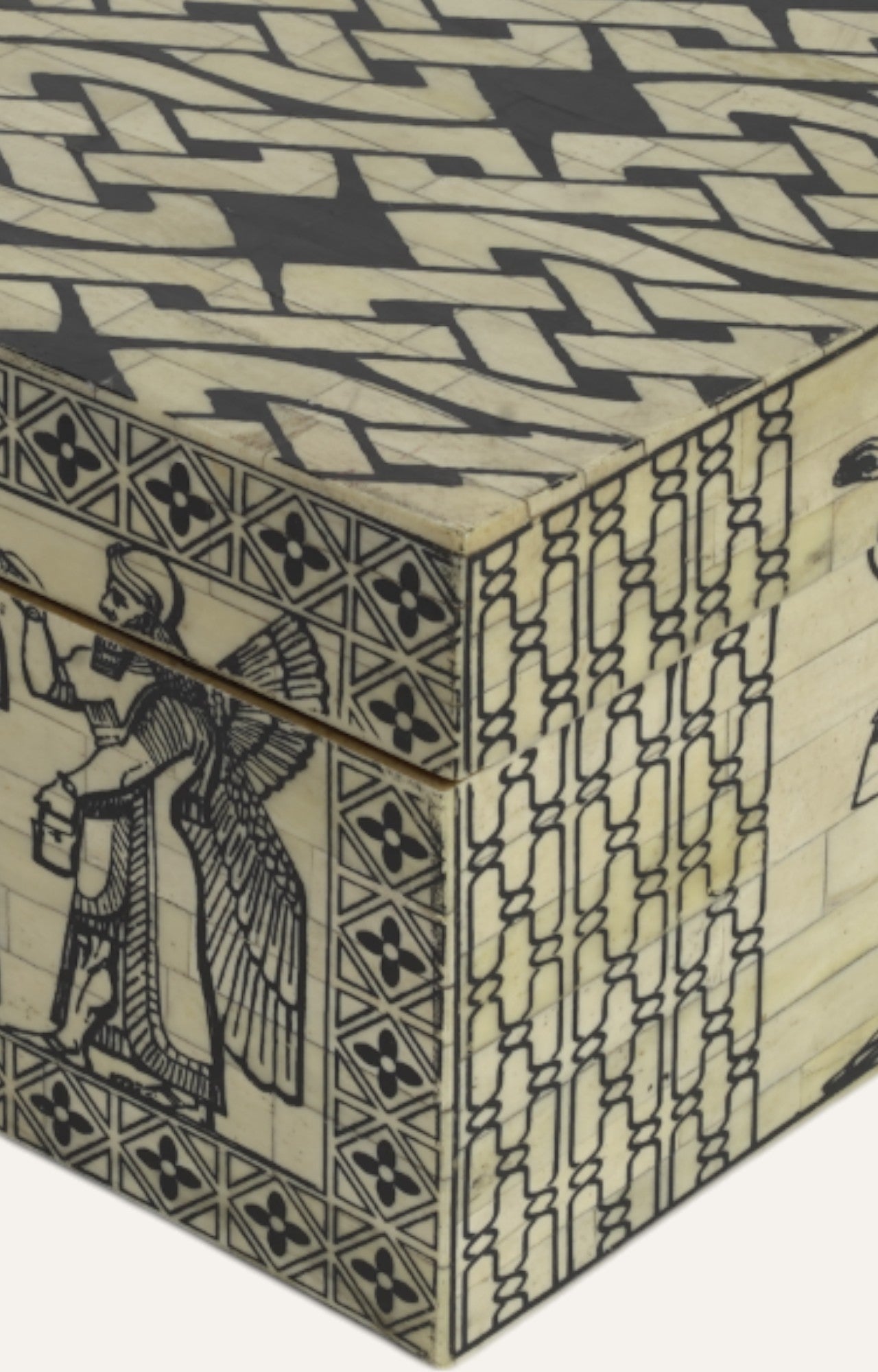 Hand-Painted Tribal Bone Inlay Box