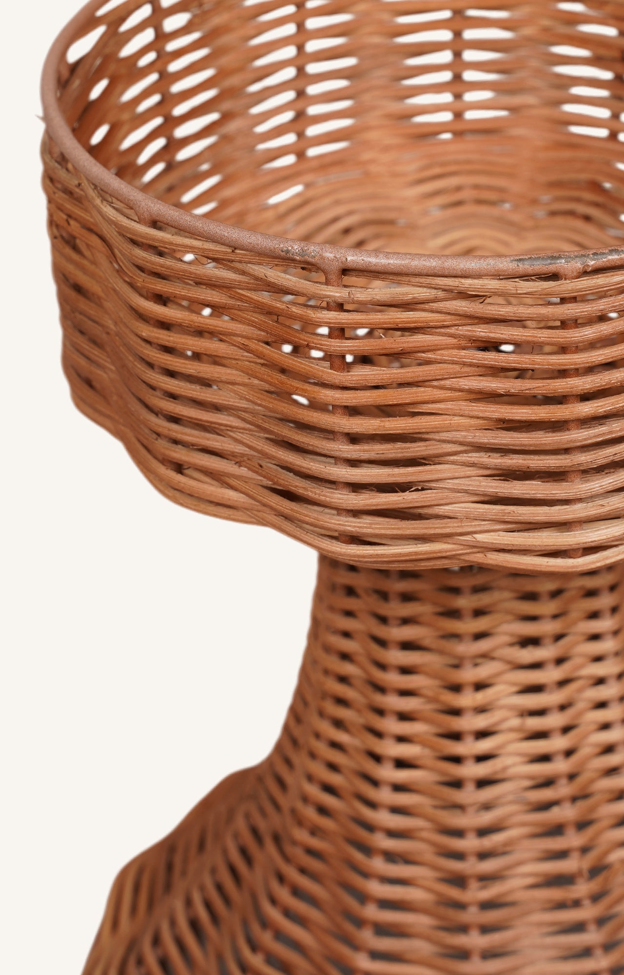 Cane Weave Candle Stand Small