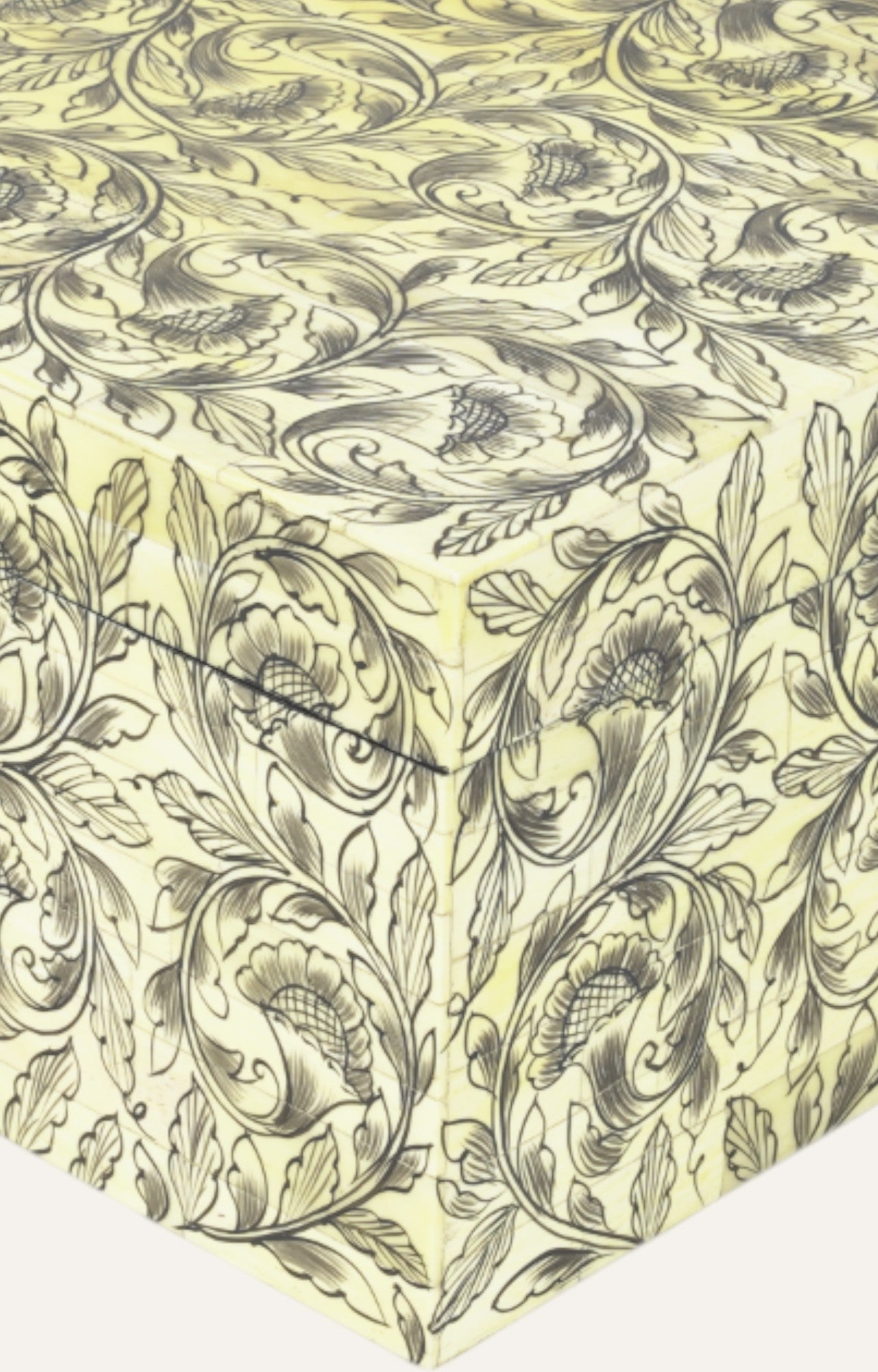 Soft Yellow Floral Painted Inlay Box