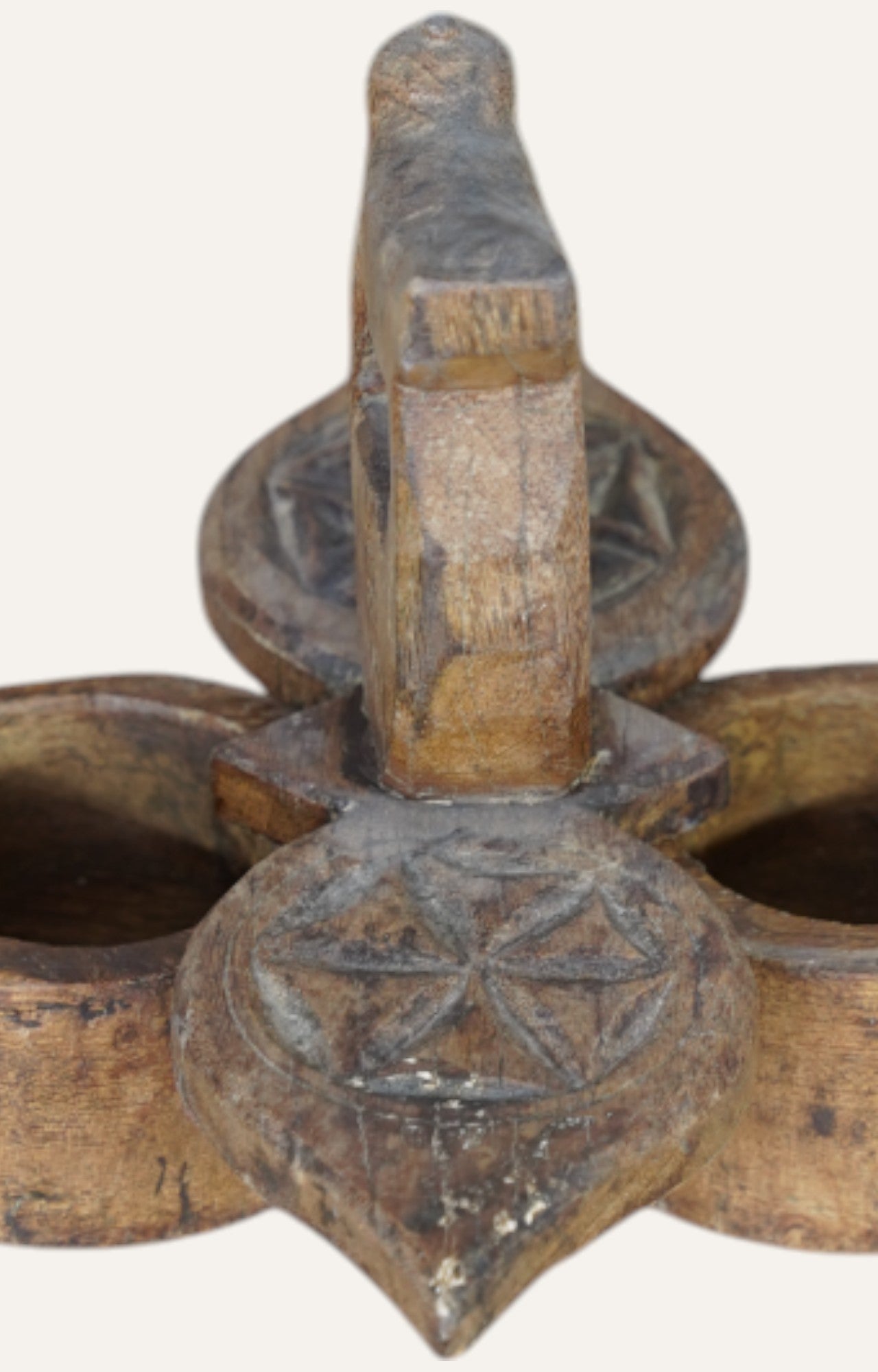 Vintage Hand-Carved Teak Wood Twin Lotus Tikka Box