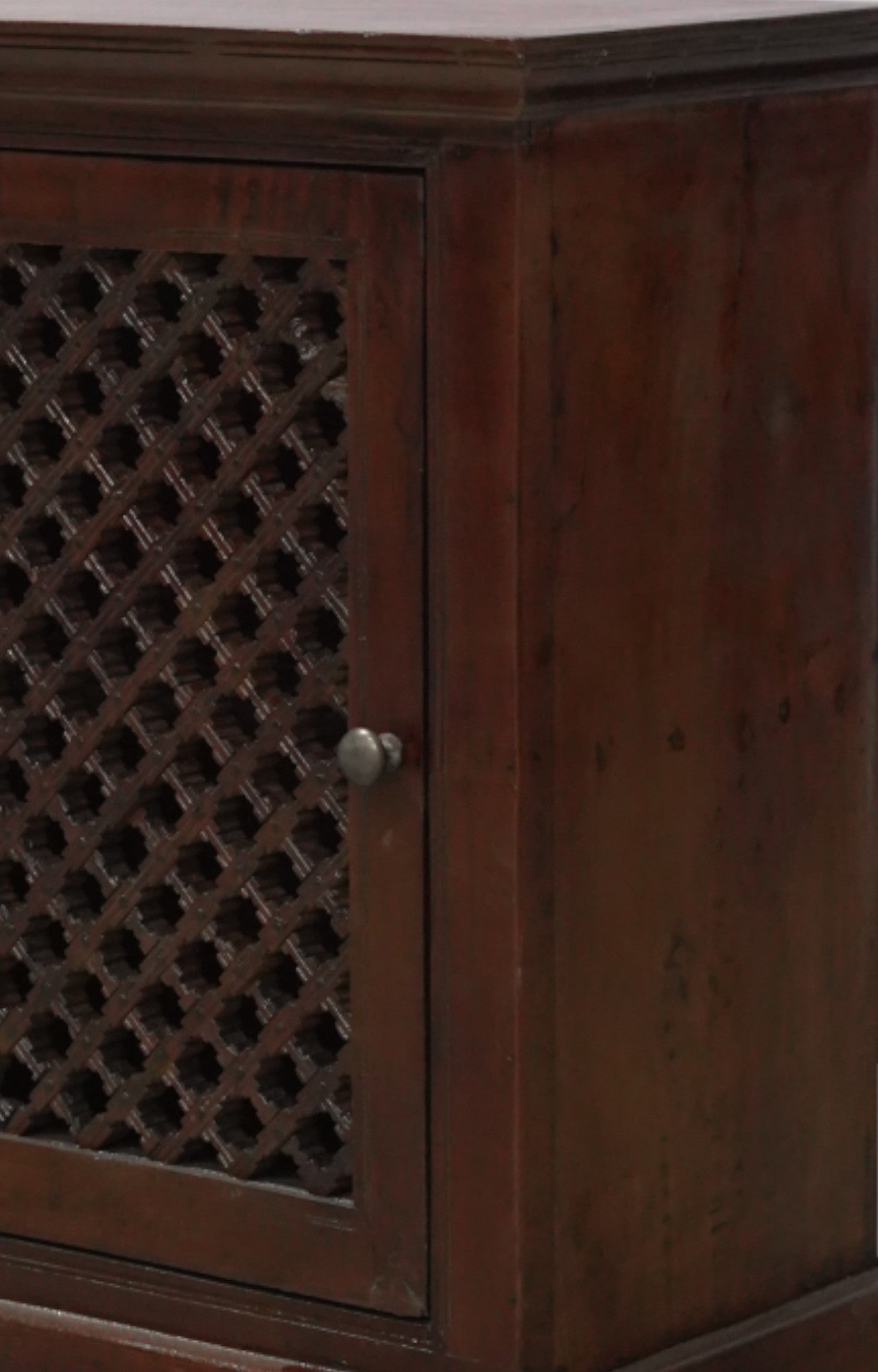 Lattice Wooden Side Cabinet with Door Storage