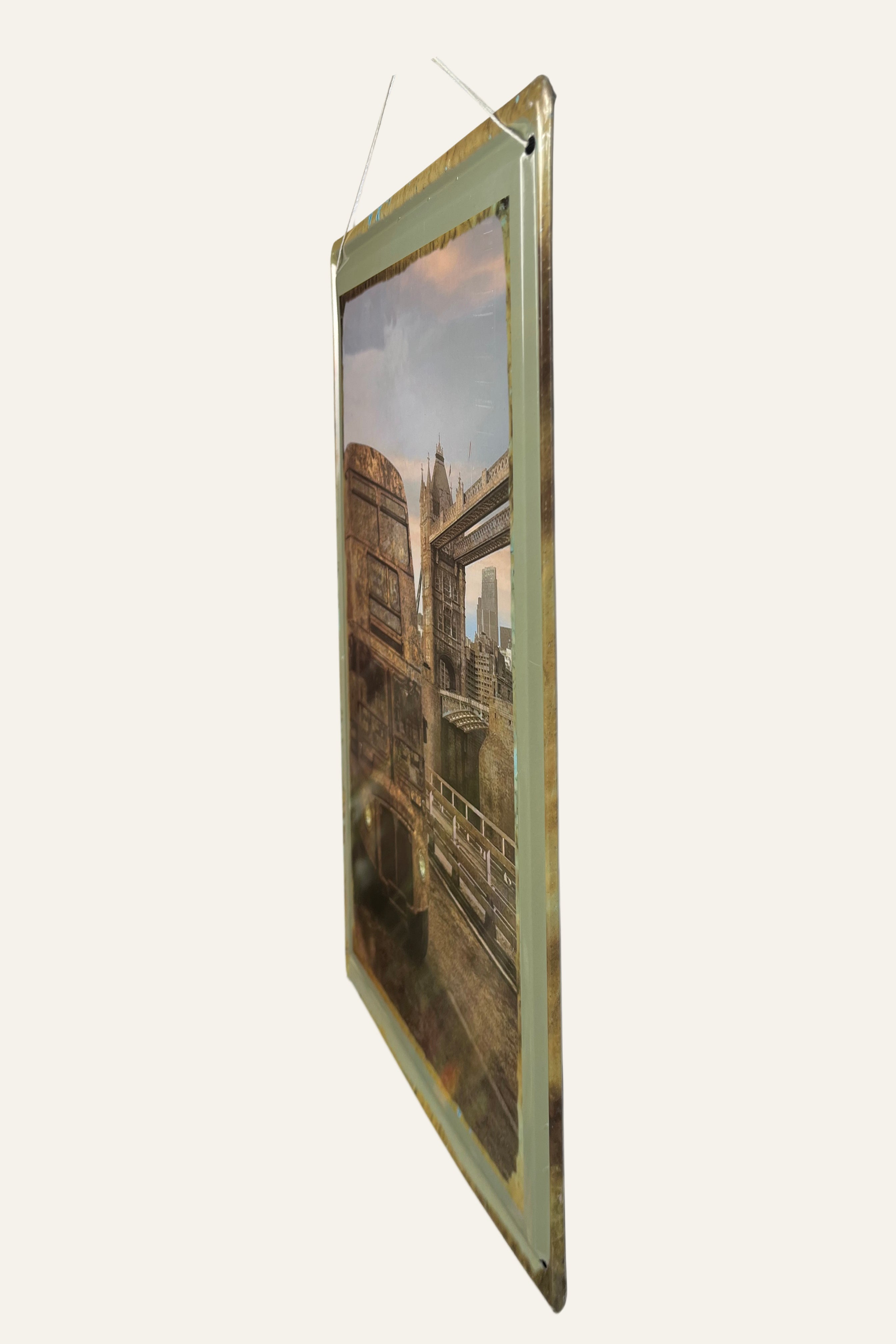 double decker bus antique wall sign