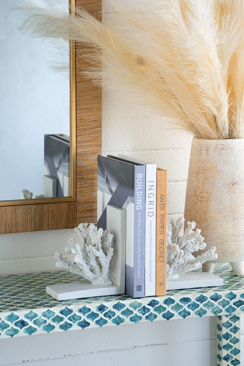 faux coral bookends set