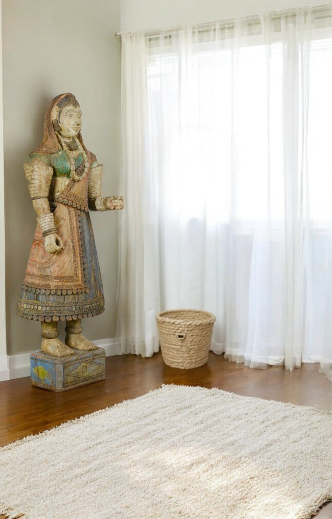 Abstract Decor: Handcarved Wooden Female Figure