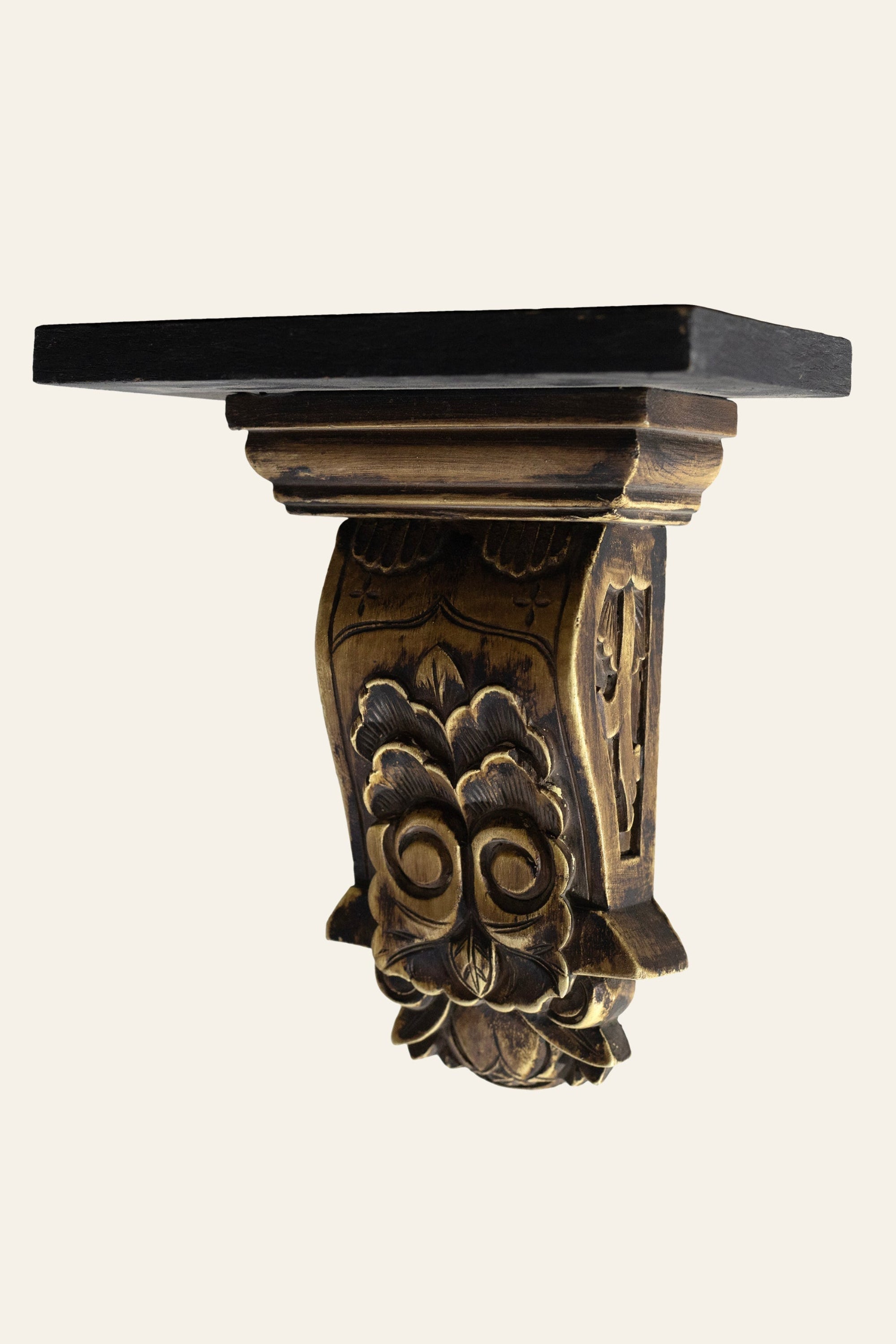 gold owl wall bracket with black top