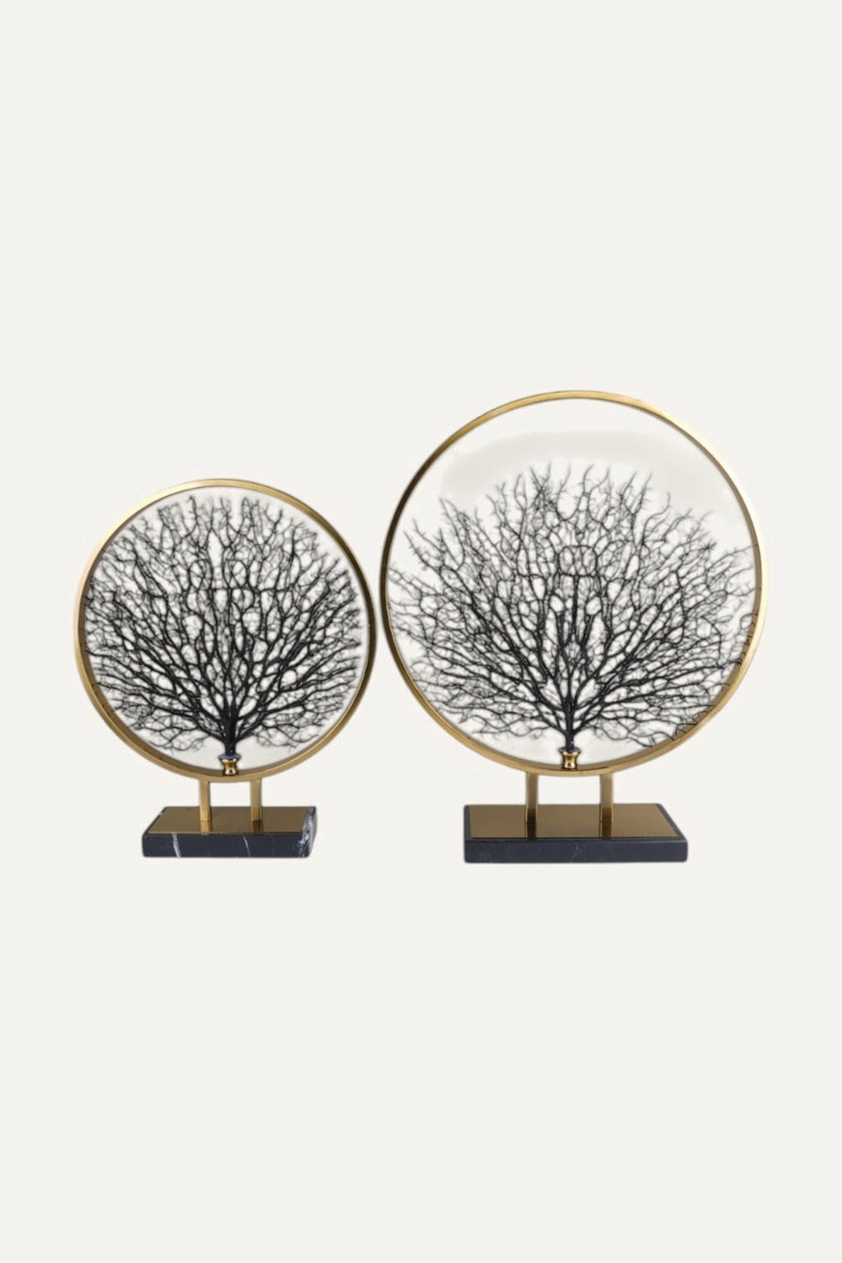 golden tree home decor sculpture pair