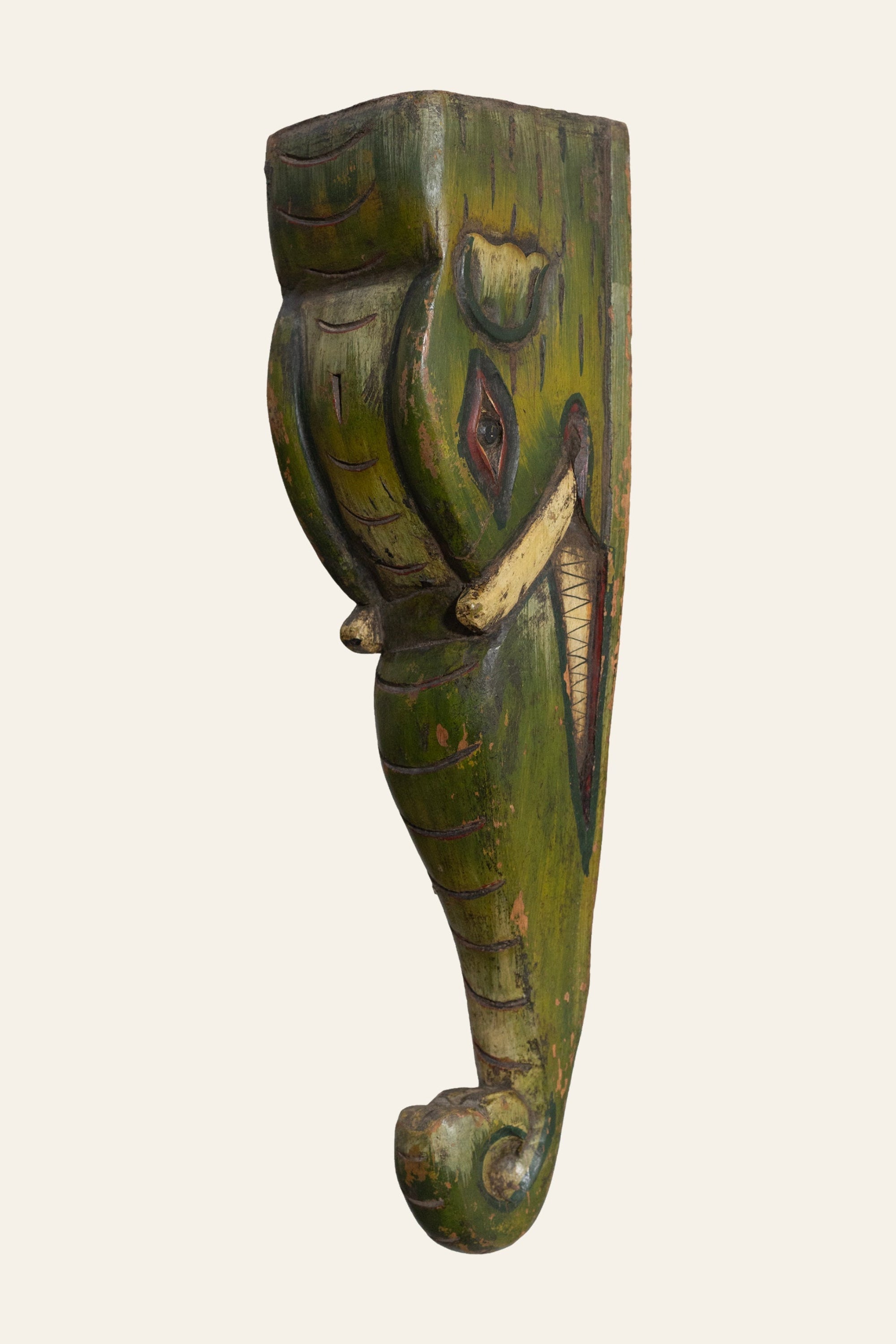 green elephant wooden corbel