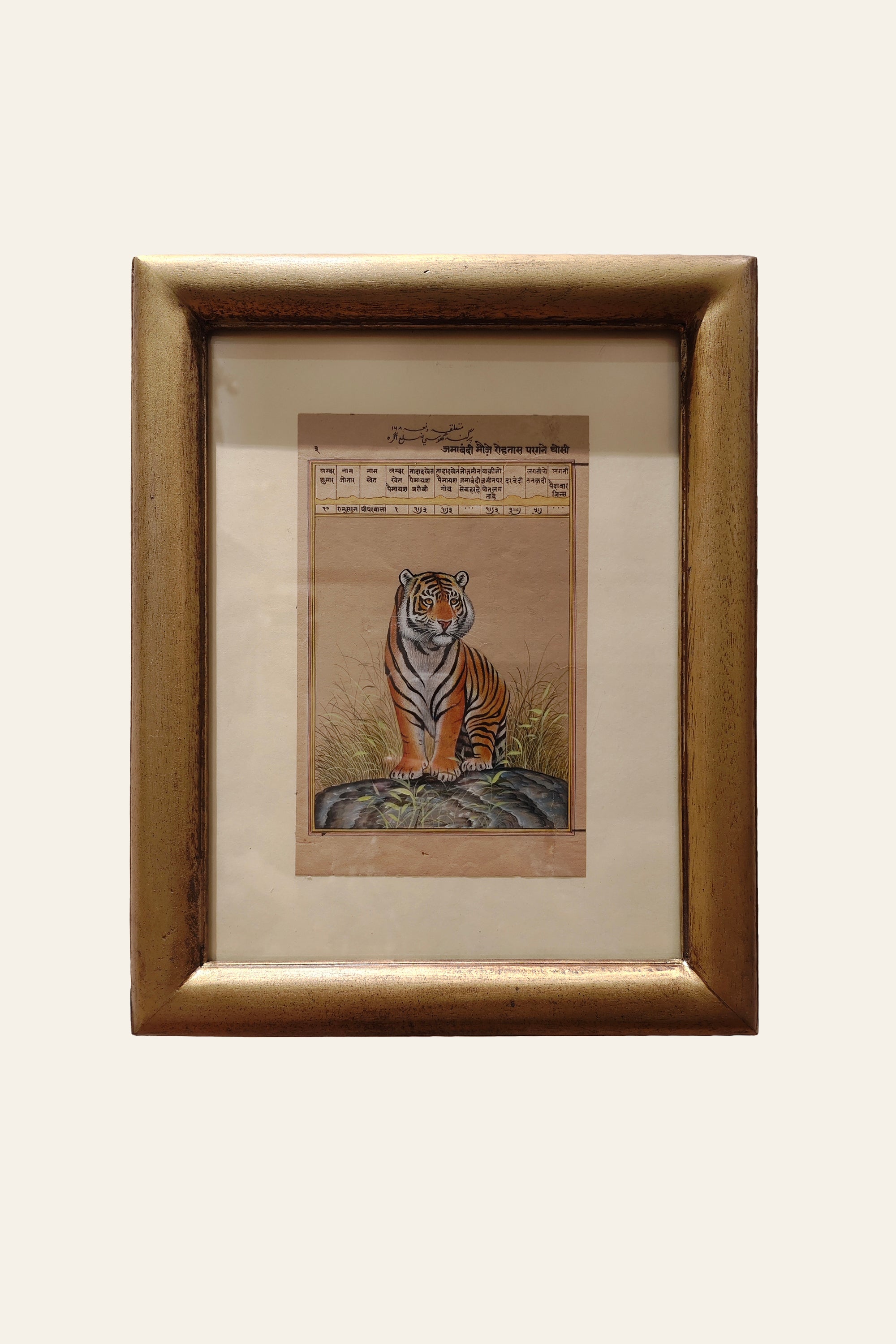 hand-painted indian miniature tiger painting