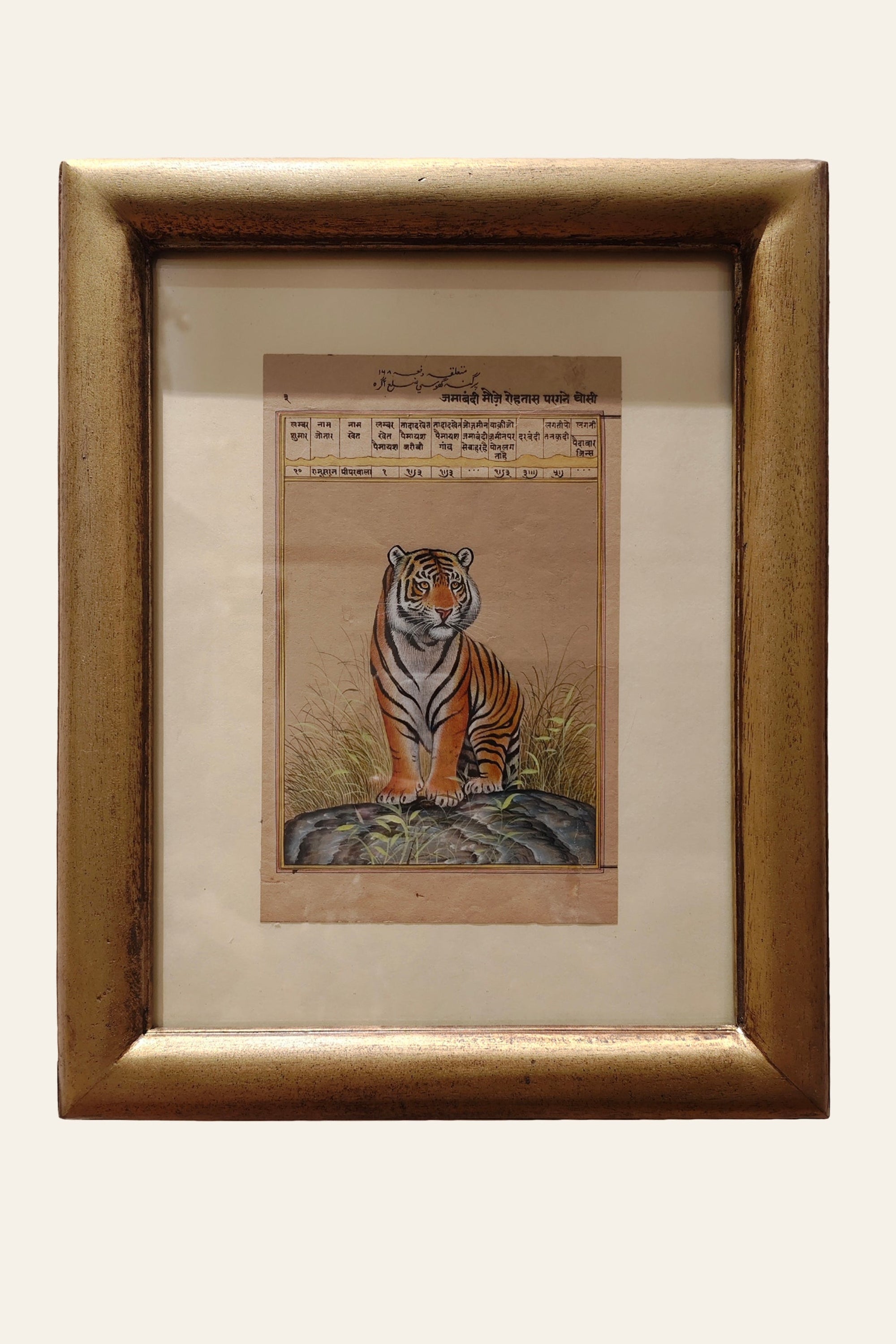 hand-painted indian miniature tiger painting