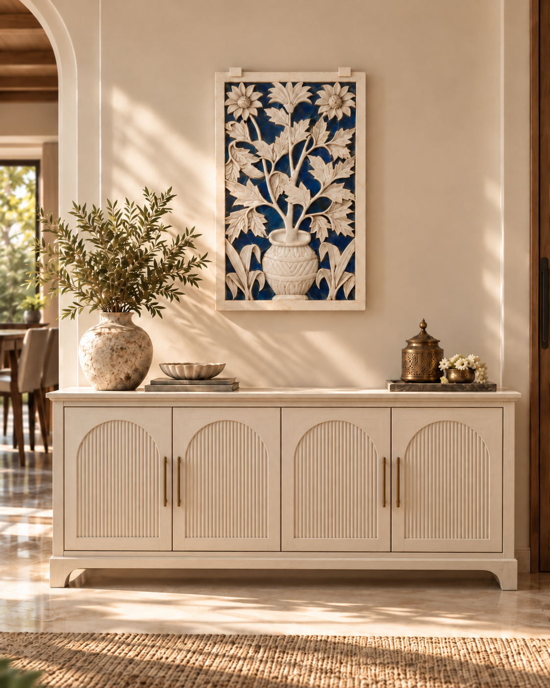 handcrafted marble wall panel for foyer