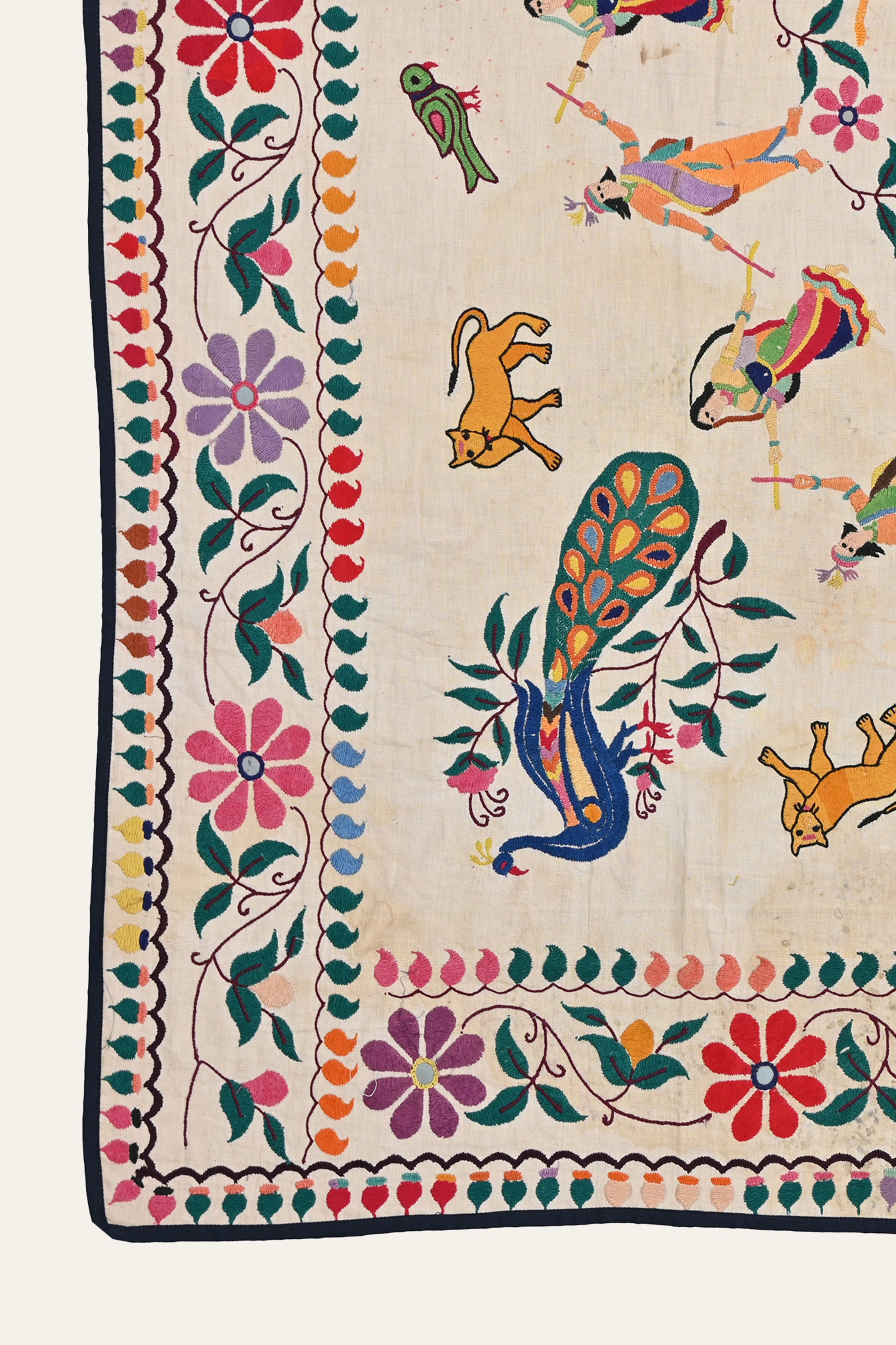 handmade mirror work textile tapestry