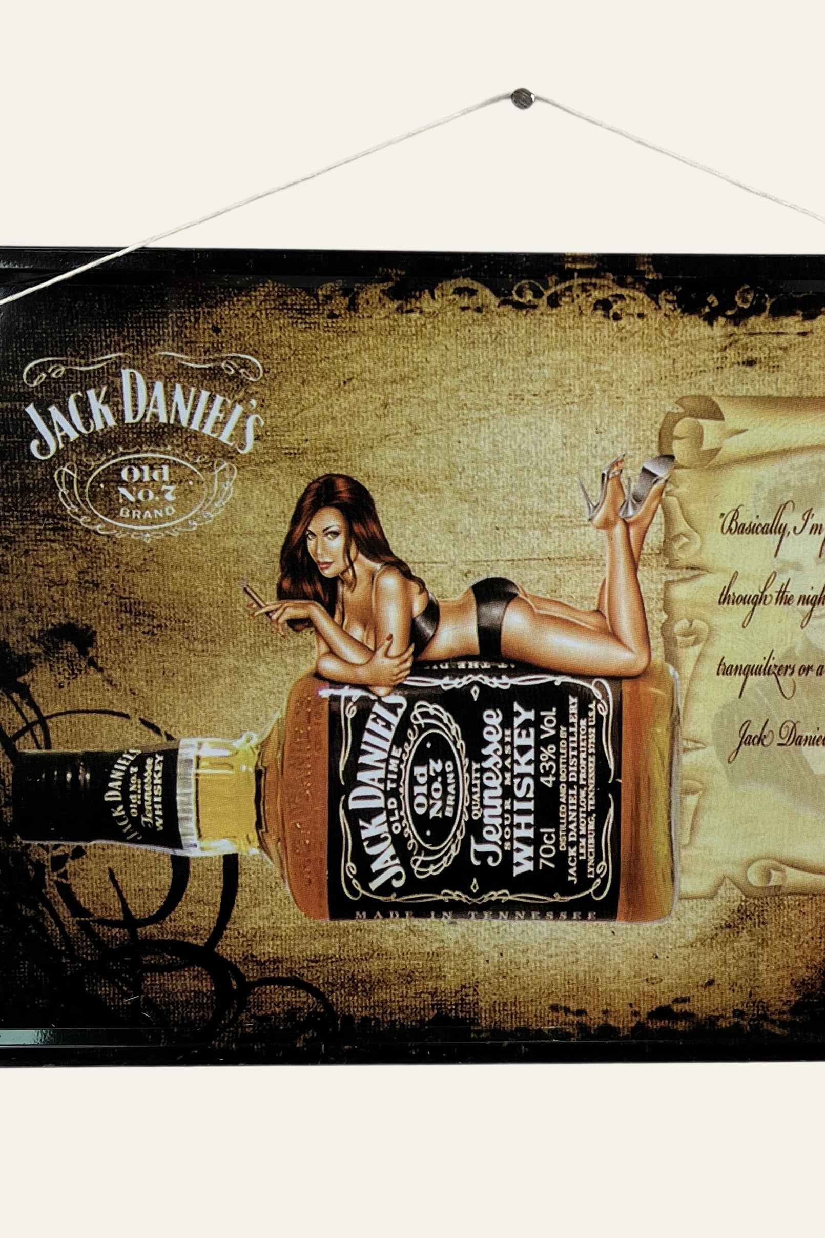 jack daniels pinup girl metal wall art