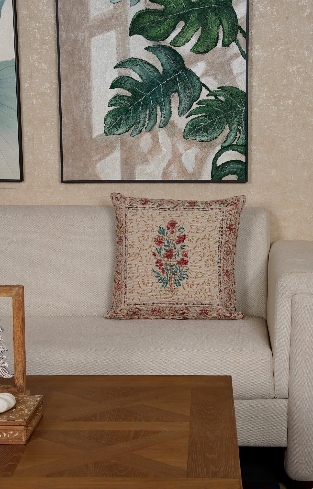 Floral Printed Cotton Cushion Cover
