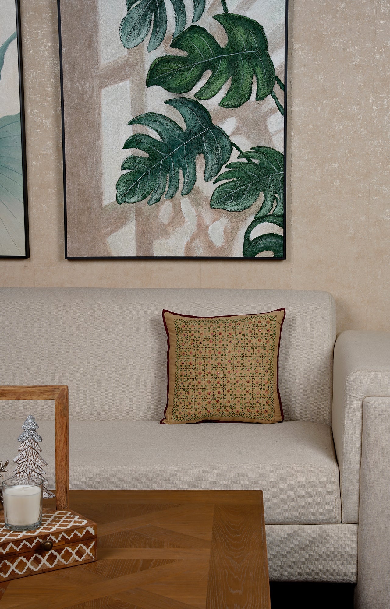 Indian minimal Embroidered Cushion